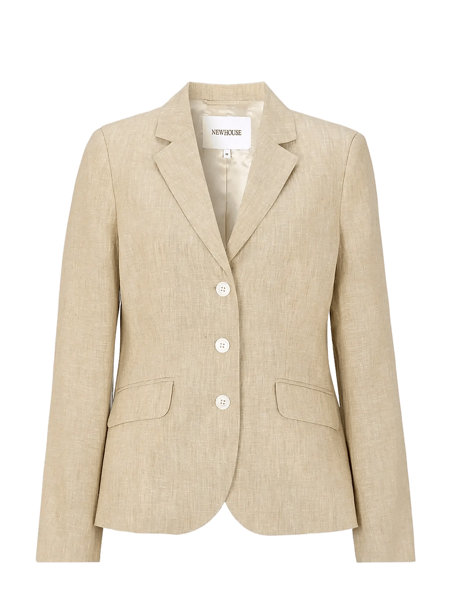 Newhouse - Amanda Linen Blazer - enkelknäppta kavajer - natural linen - 1