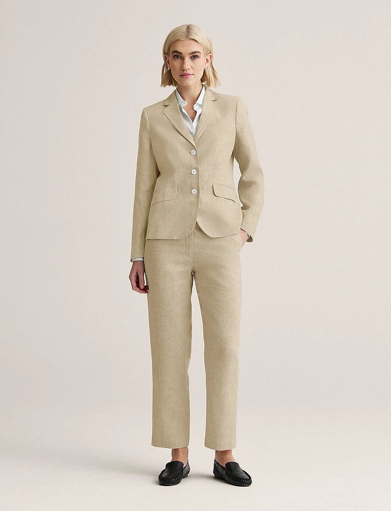 Newhouse - Amanda Linen Blazer - enkeltradede blazere - natural linen - 0