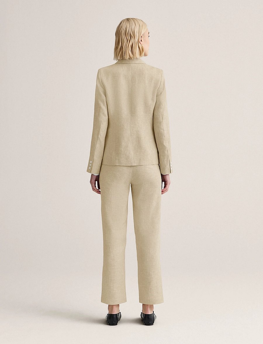 Newhouse - Amanda Linen Blazer - enkelknäppta kavajer - natural linen - 2