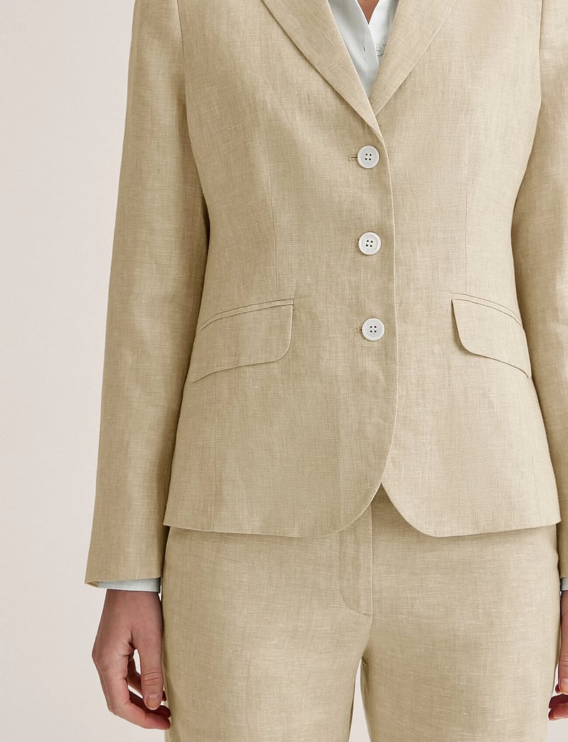 Newhouse - Amanda Linen Blazer - enkeltradede blazere - natural linen - 3