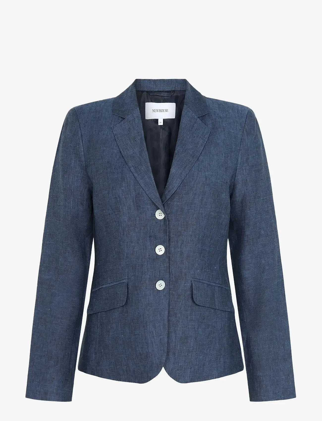 Newhouse - Amanda Linen Blazer - enkeltradede blazere - soft navy - 1
