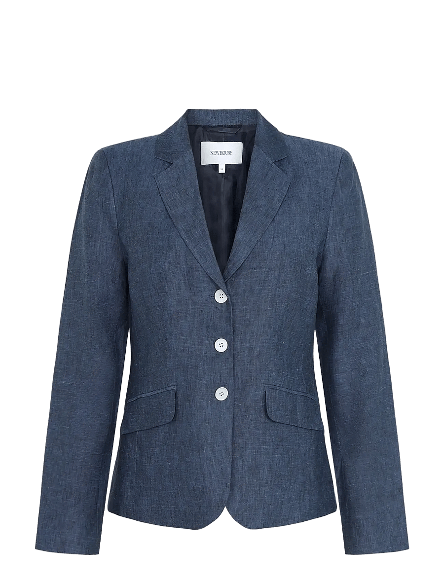Newhouse - Amanda Linen Blazer - einreihige blazer - soft navy - 1