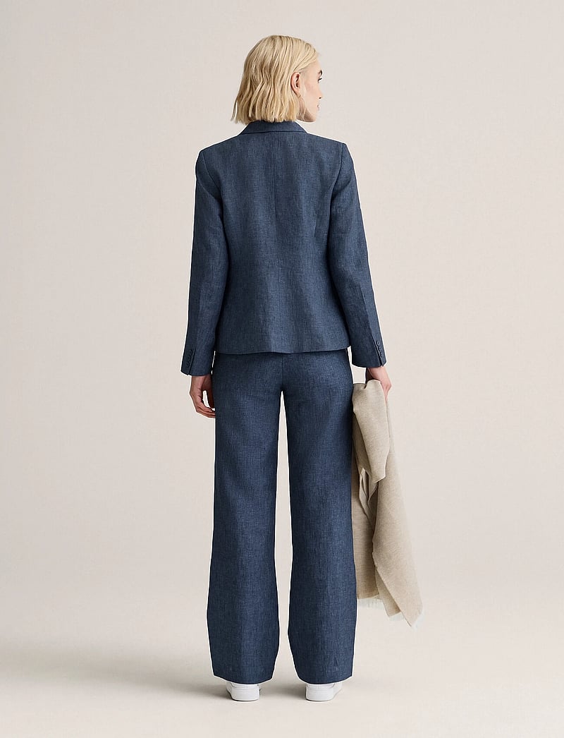 Newhouse - Amanda Linen Blazer - enkeltradede blazere - soft navy - 2