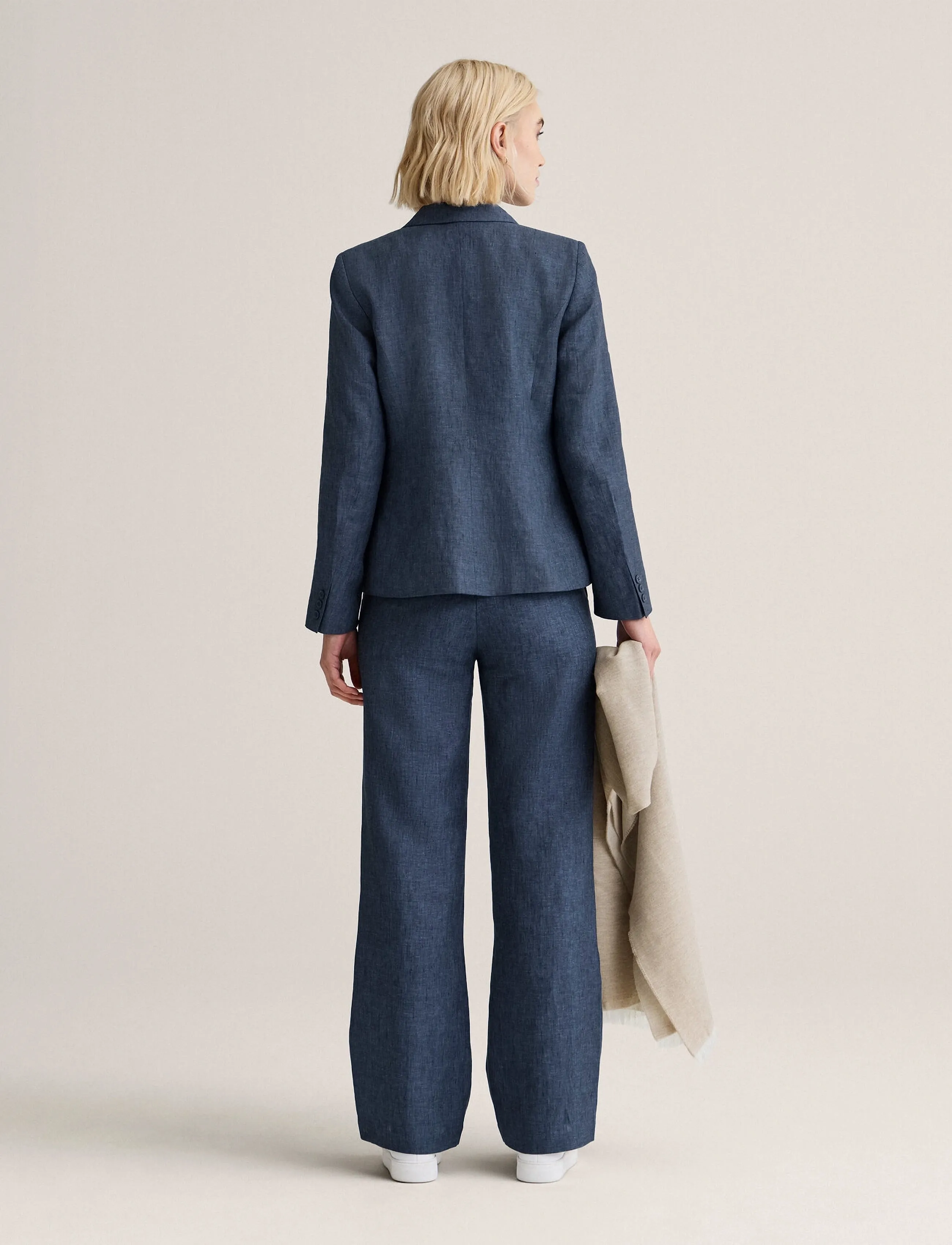 Newhouse - Amanda Linen Blazer - einreihige blazer - soft navy - 2