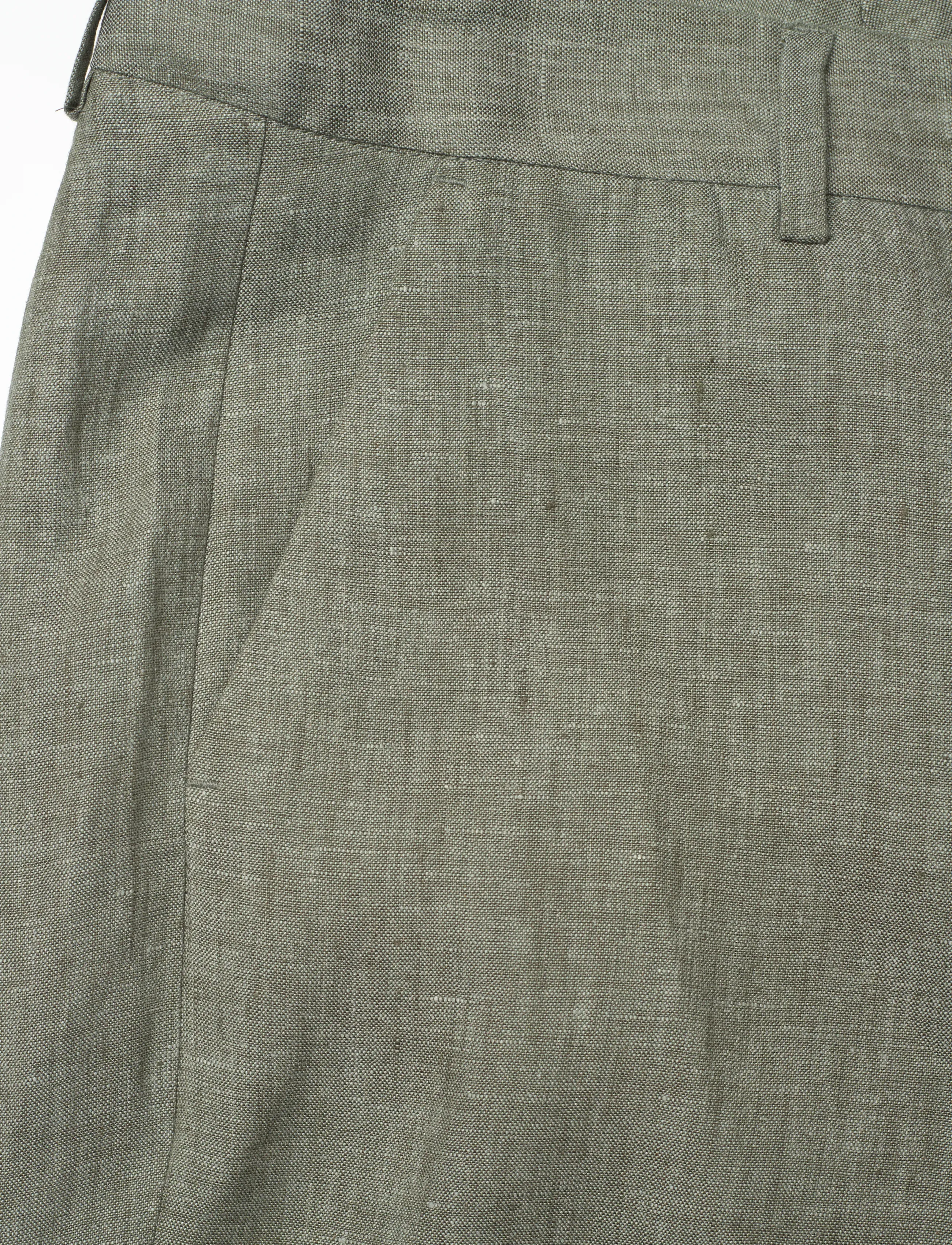Newhouse - Amanda Linen Trousers - bukser med brede ben - green melange - 5