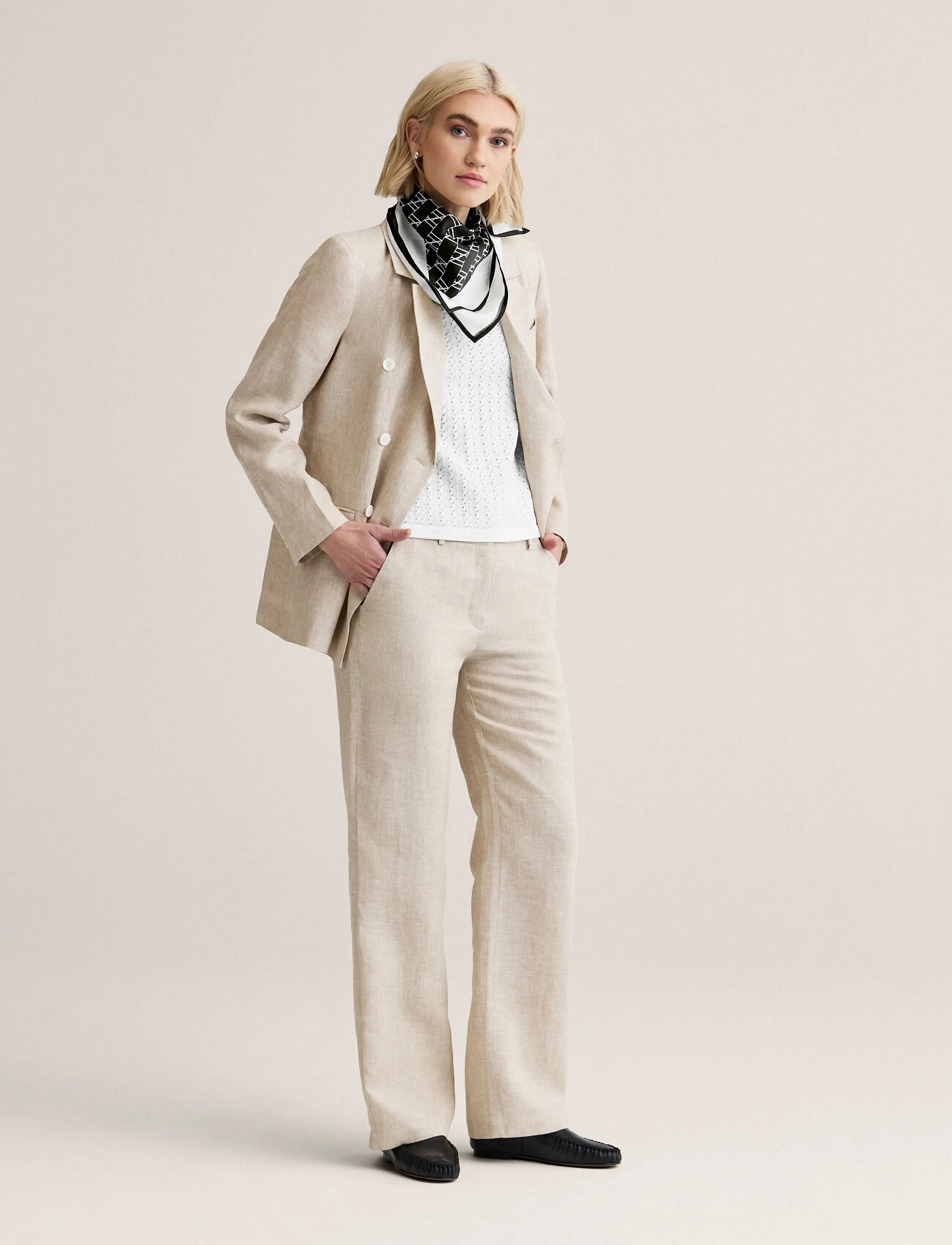 Newhouse Amanda Linen Trousers - Newhouse - NATURAL LINEN / beige