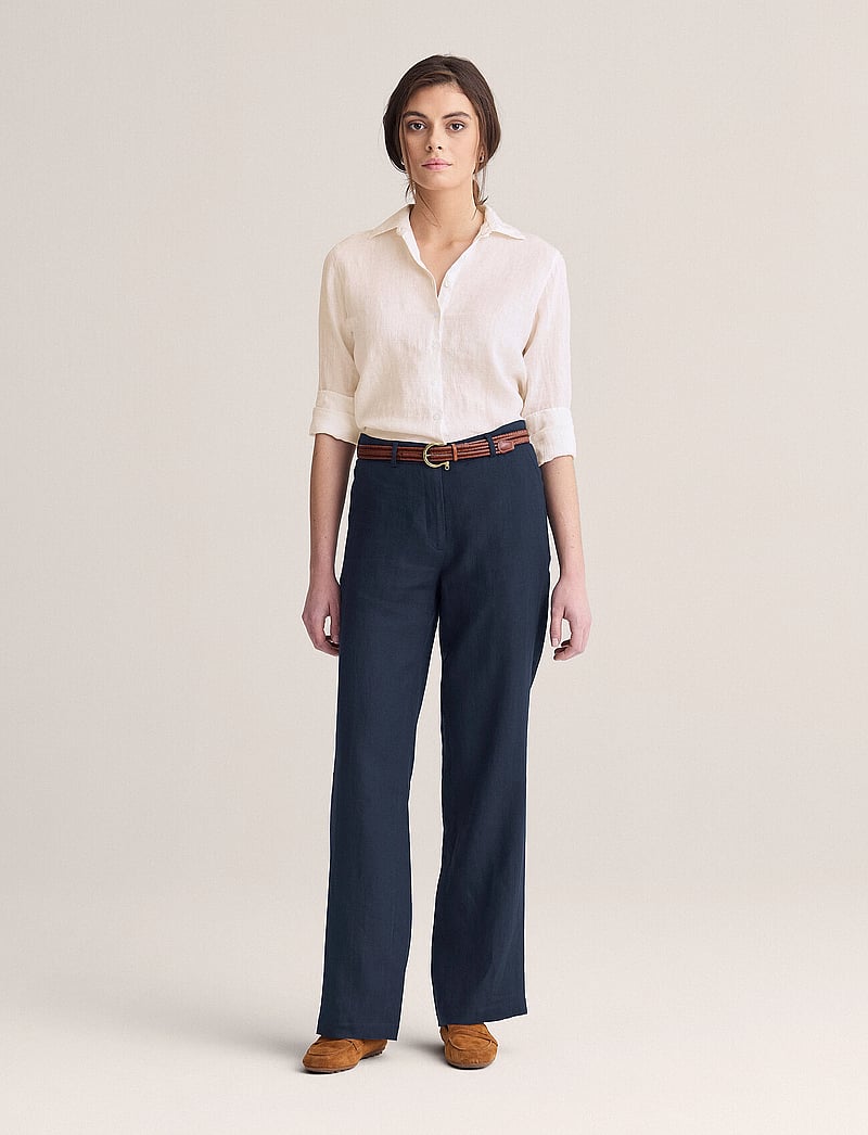 Newhouse - Amanda Linen Trousers - linen trousers - navy - 0