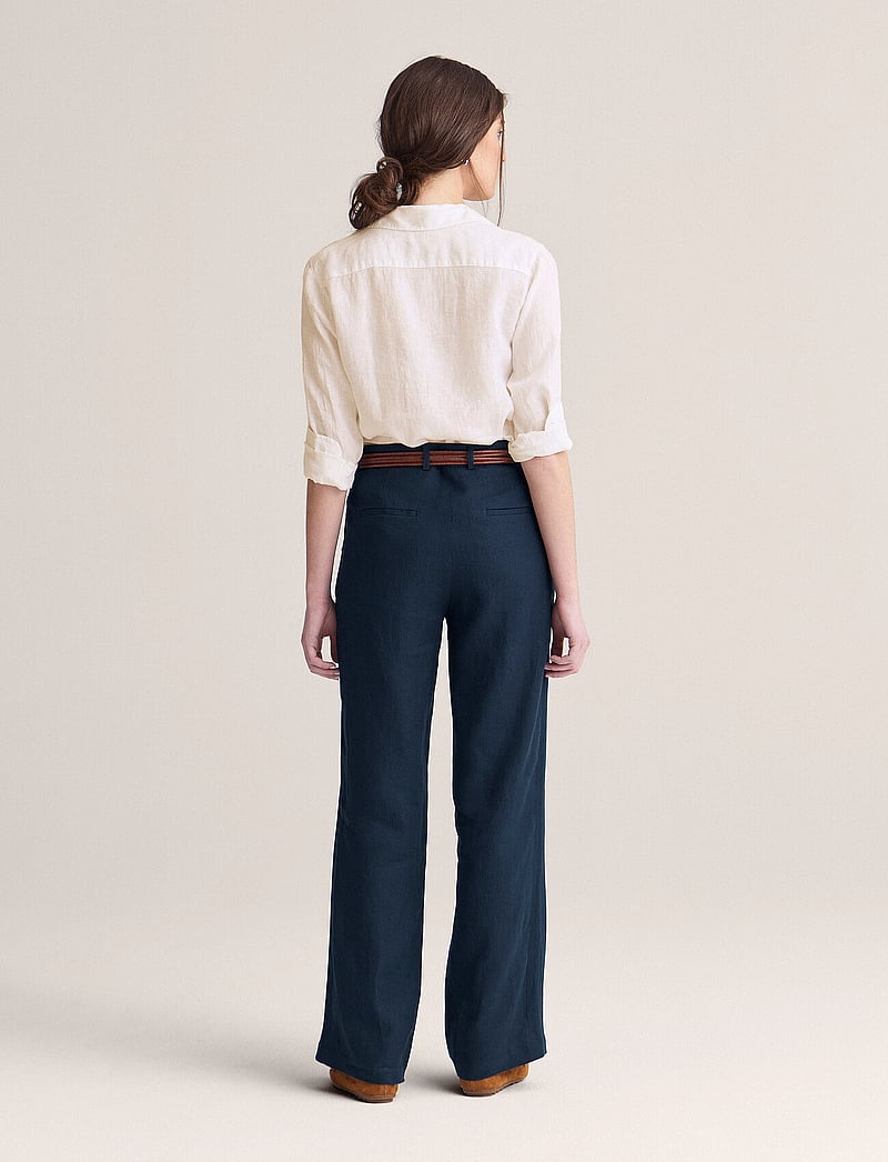 Newhouse - Amanda Linen Trousers - linen trousers - navy - 2