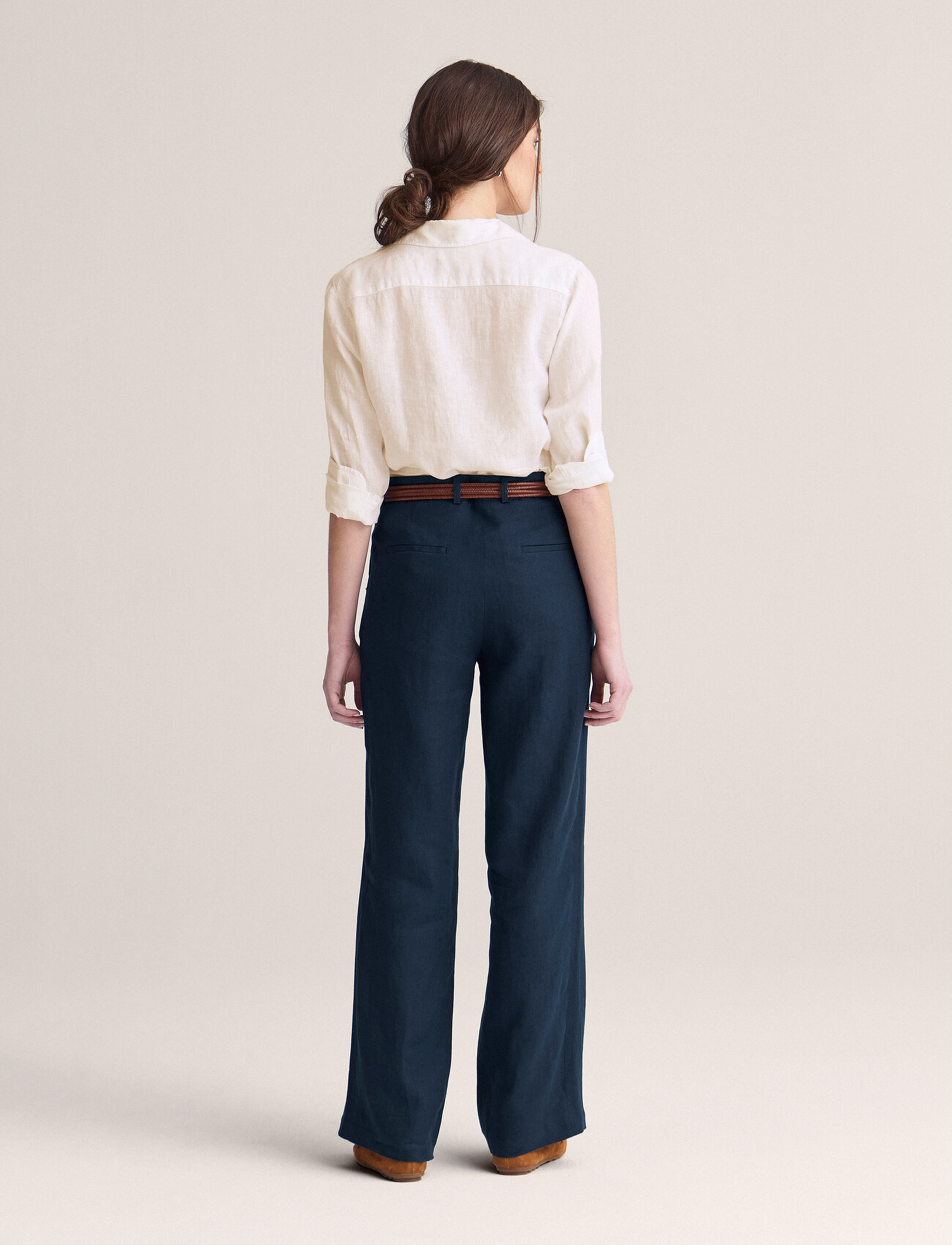 Newhouse - Amanda Linen Trousers - hørbukser - navy - 2