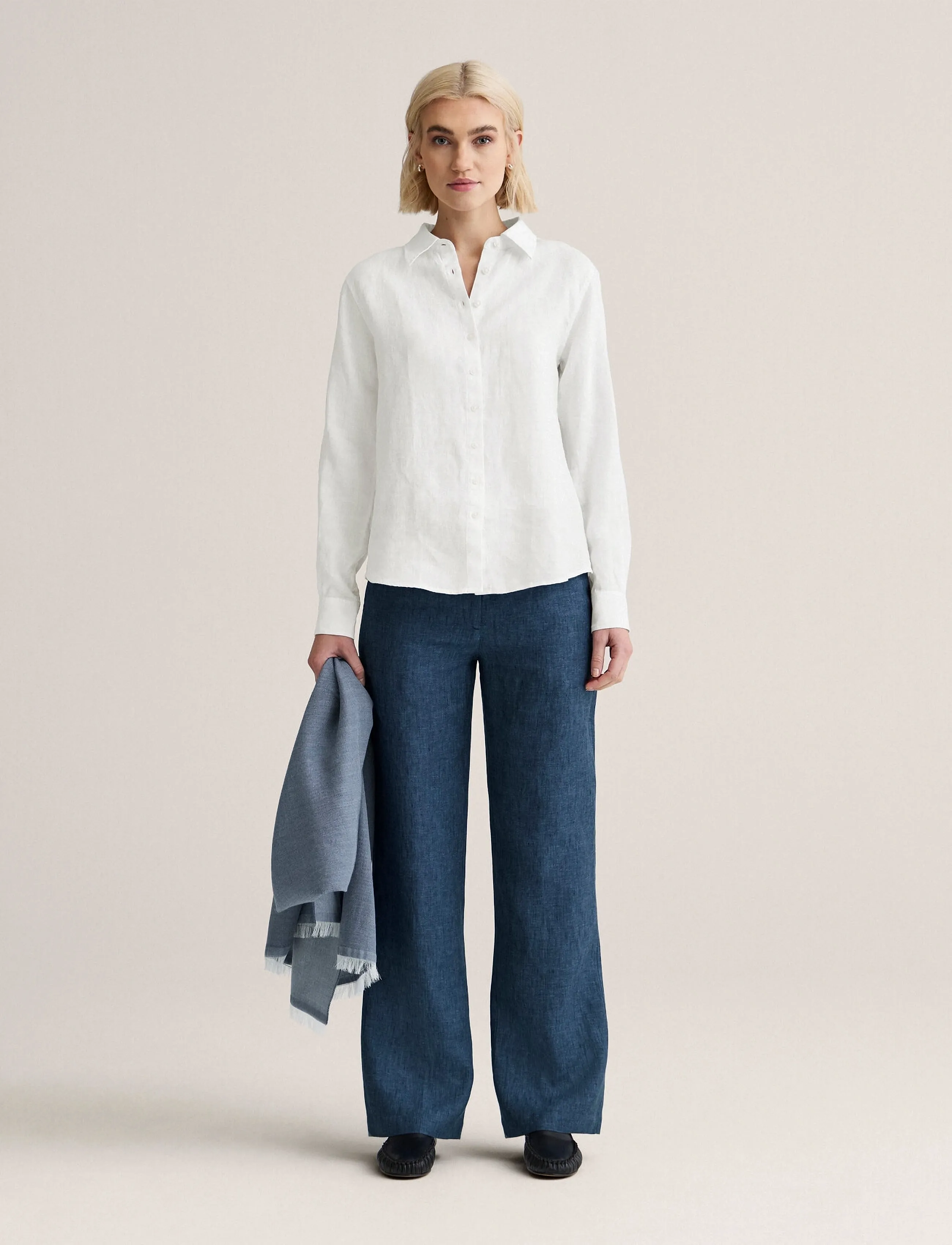 Newhouse Amanda Linen Trousers - Modetrends - SOFT NAVY / blue