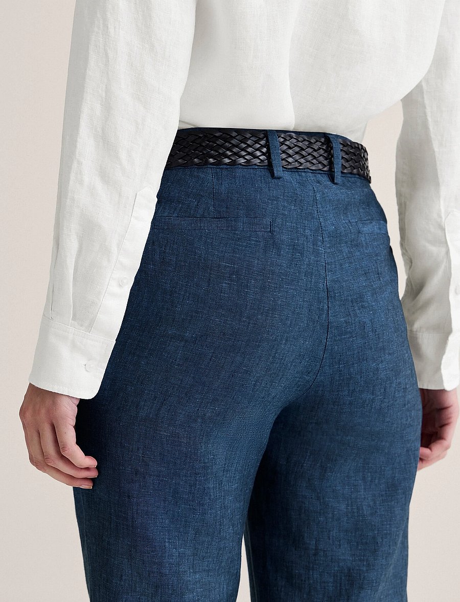 Newhouse - Amanda Linen Trousers - leinenhosen - soft navy - 4