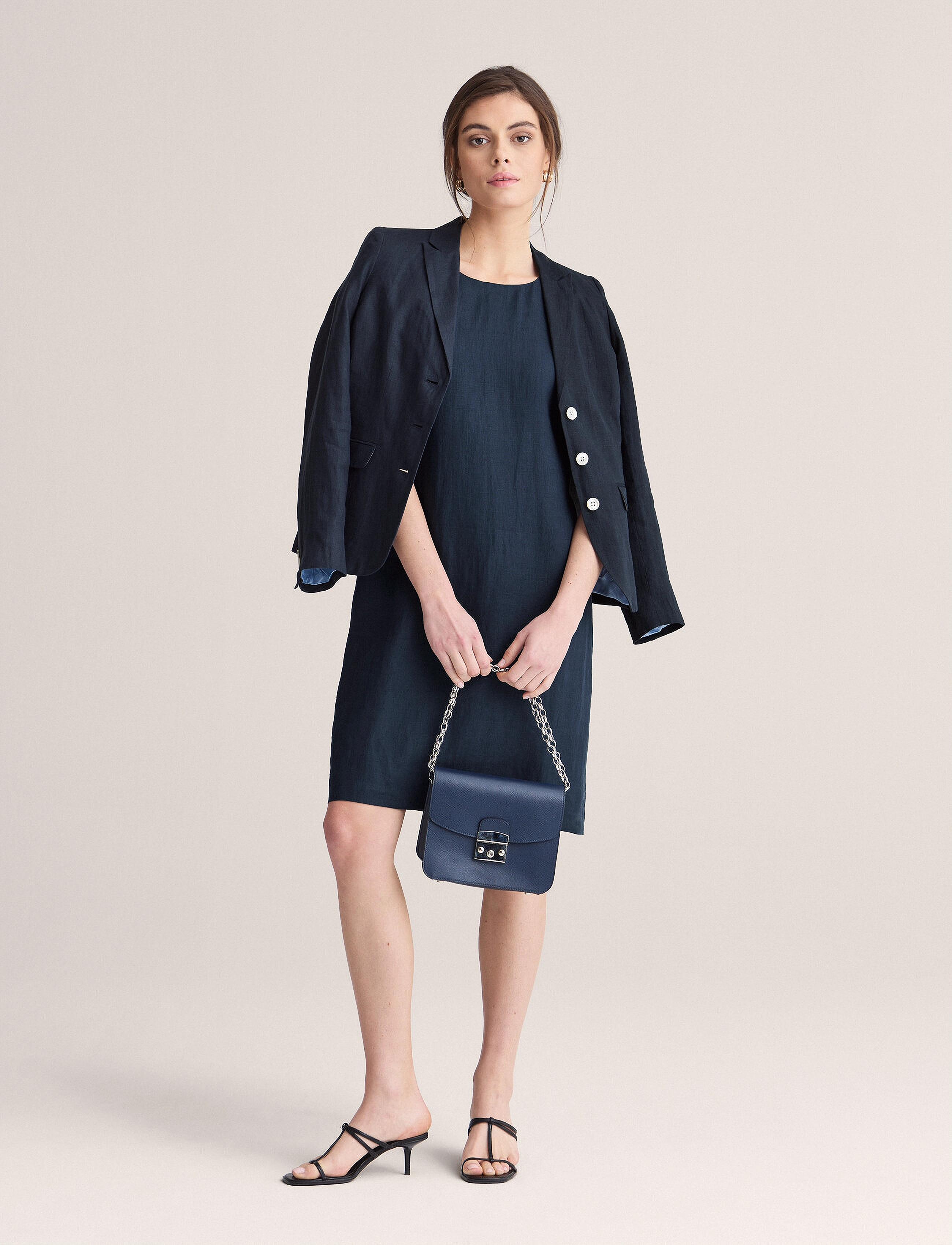 Newhouse Klara Linen Dress - Kleidid - NAVY / navy