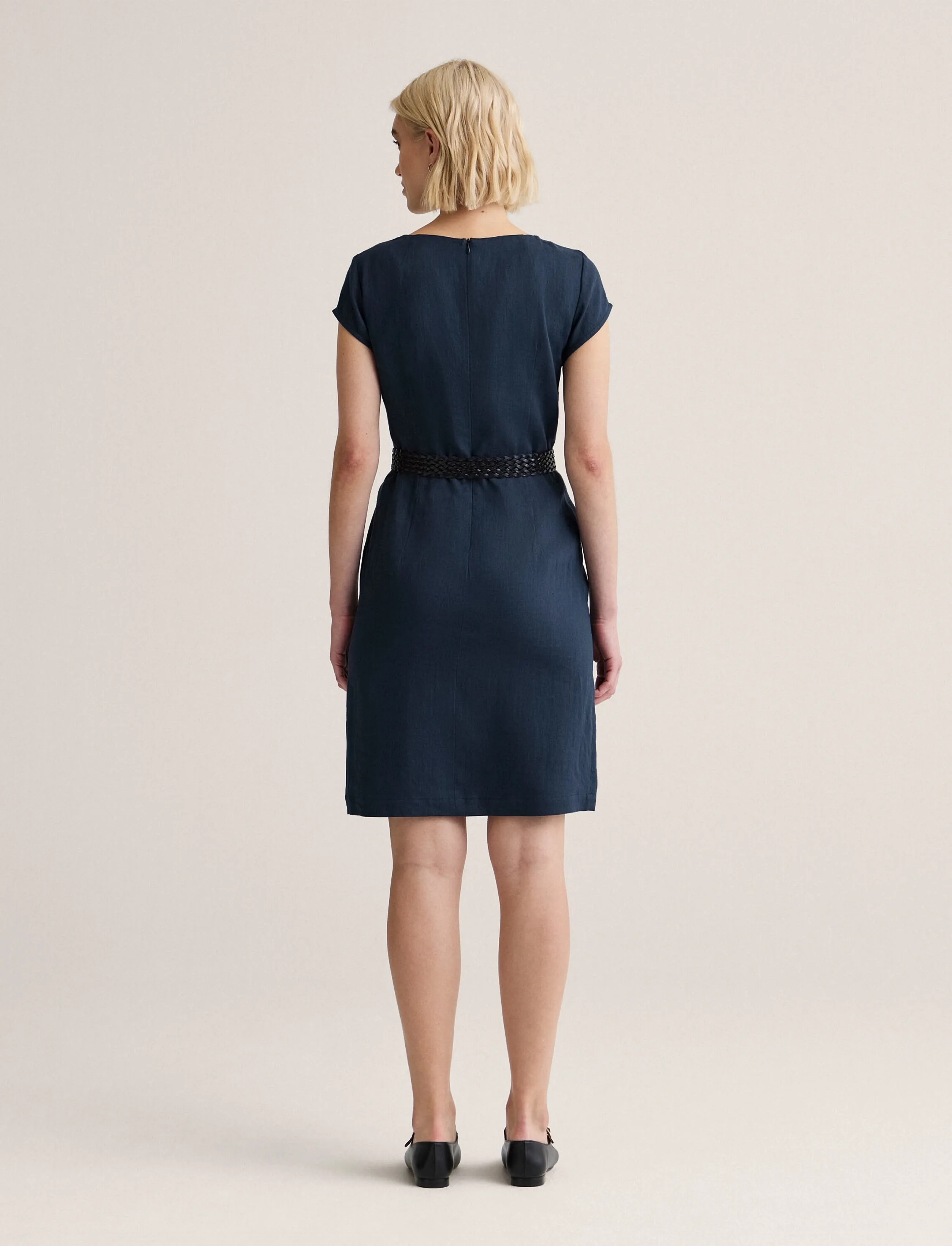 Newhouse - Klara Linen Dress - suvekleidid - navy - 2