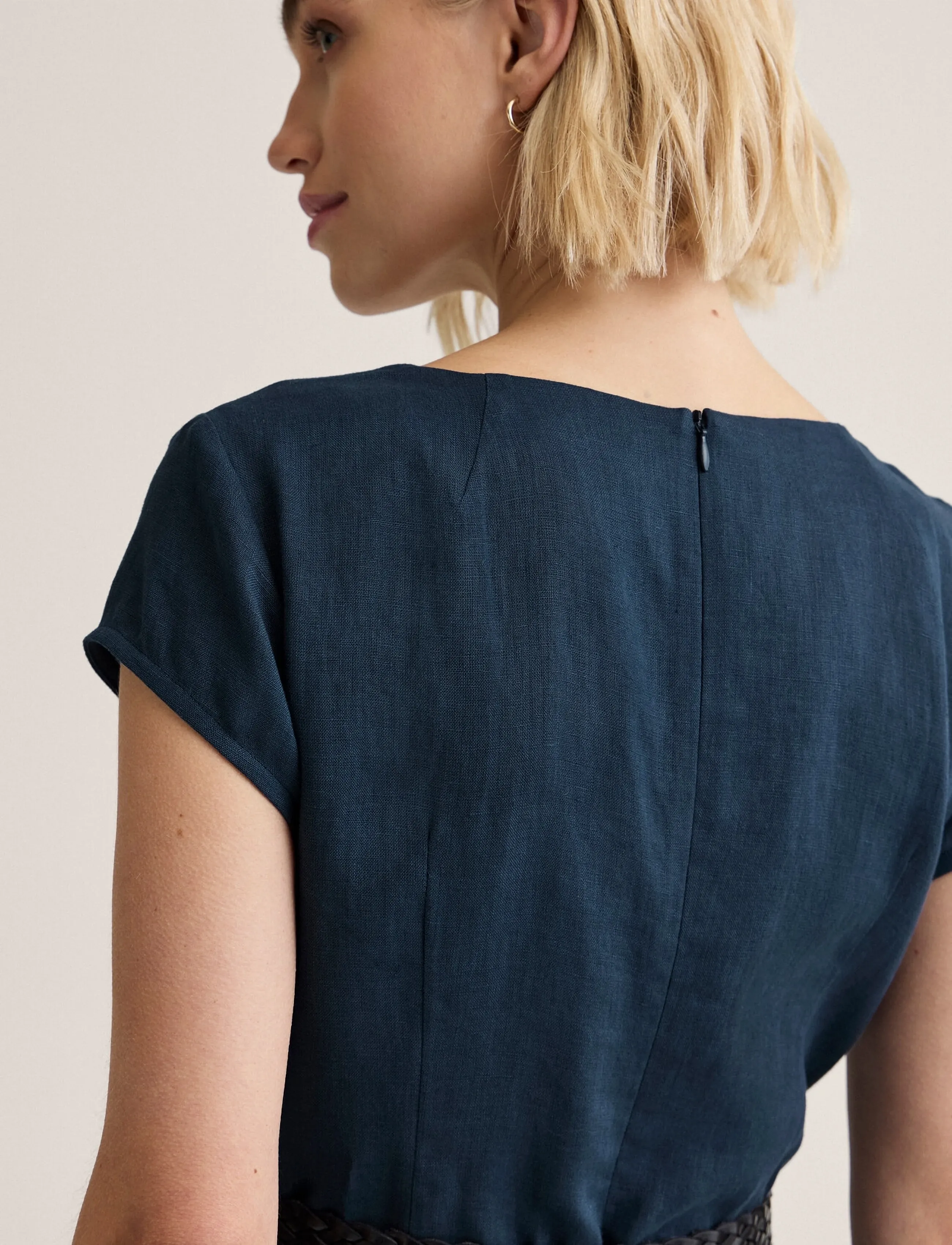 Newhouse - Klara Linen Dress - suvekleidid - navy - 3