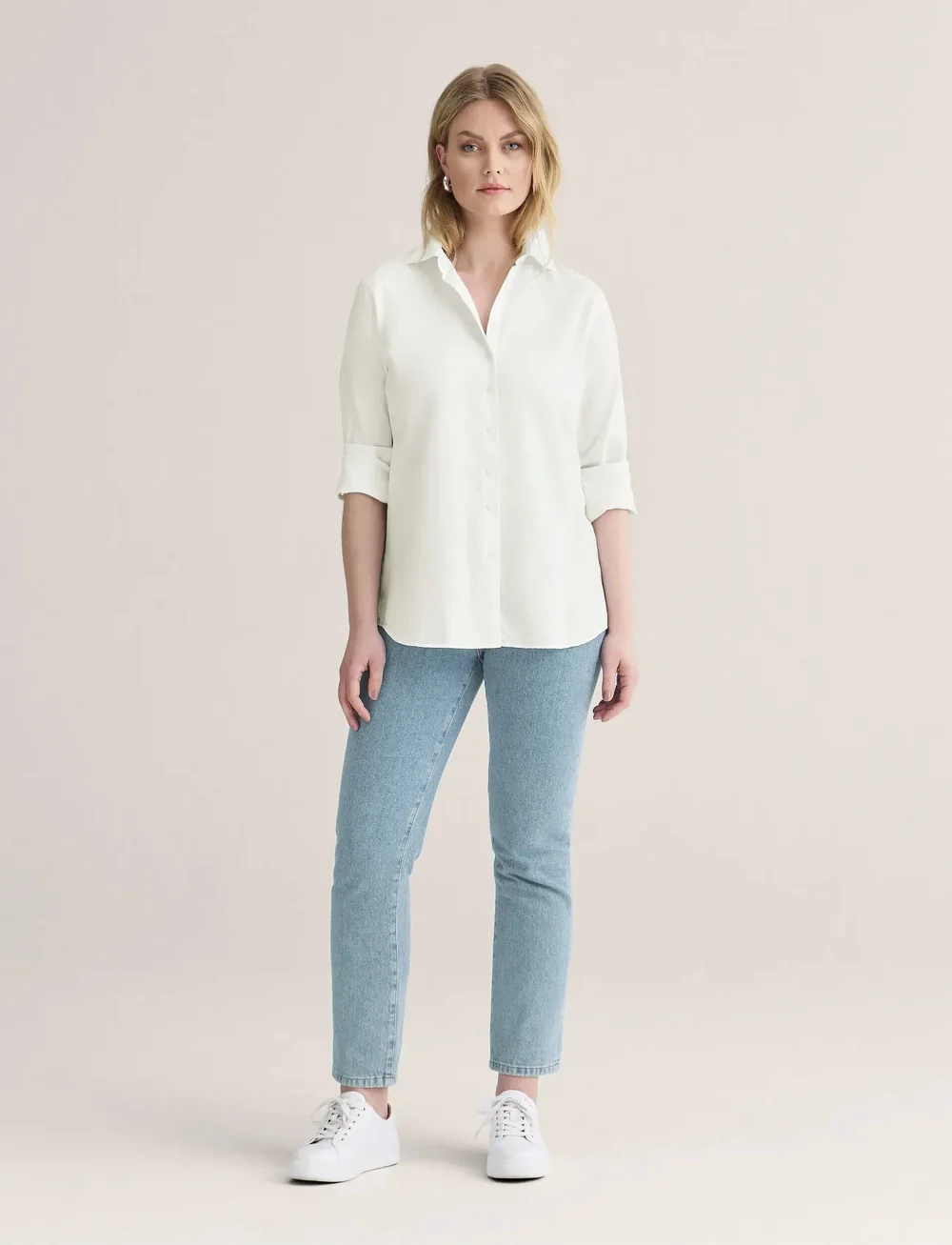 Newhouse - Elsa Oxford Shirt - long-sleeved shirts - white - 0