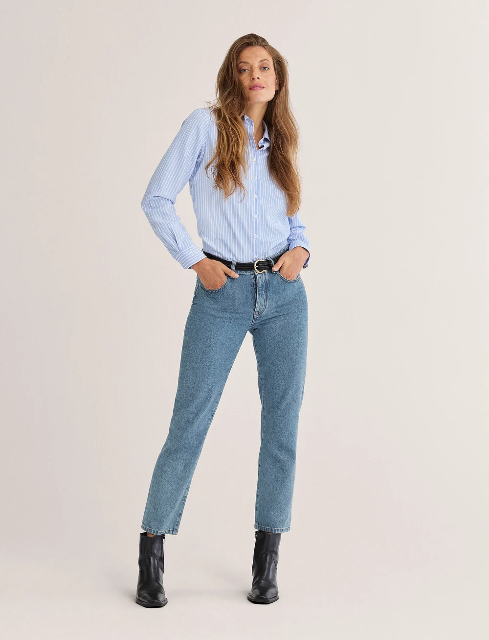 Newhouse - Linnéa Striped Oxford Shirt - pikkade varrukatega särgid - 600 - 0