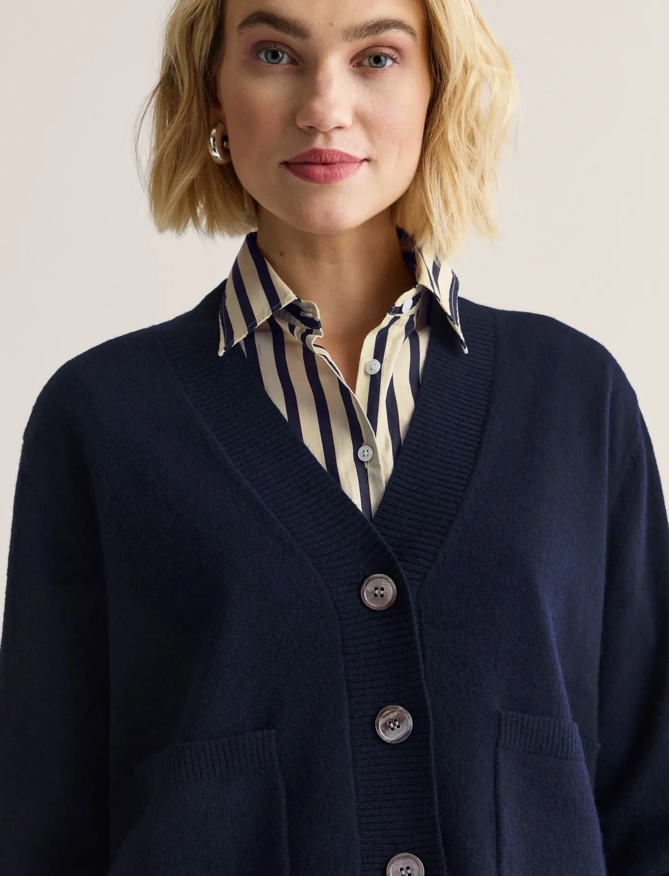 Newhouse - Mathilda Lambswool Cardigan - kardiganid - navy - 2