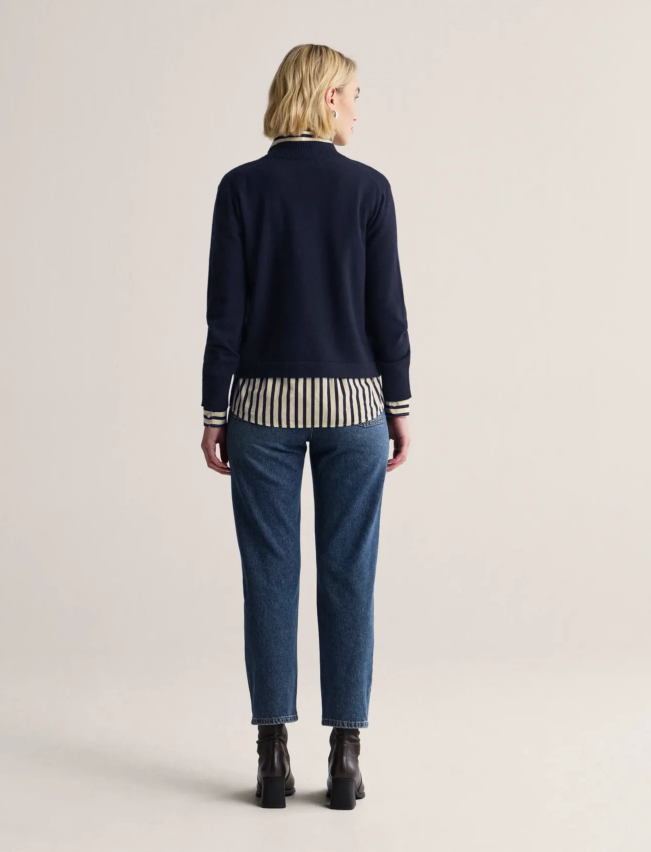 Newhouse - Mathilda Lambswool Cardigan - kardiganid - navy - 3