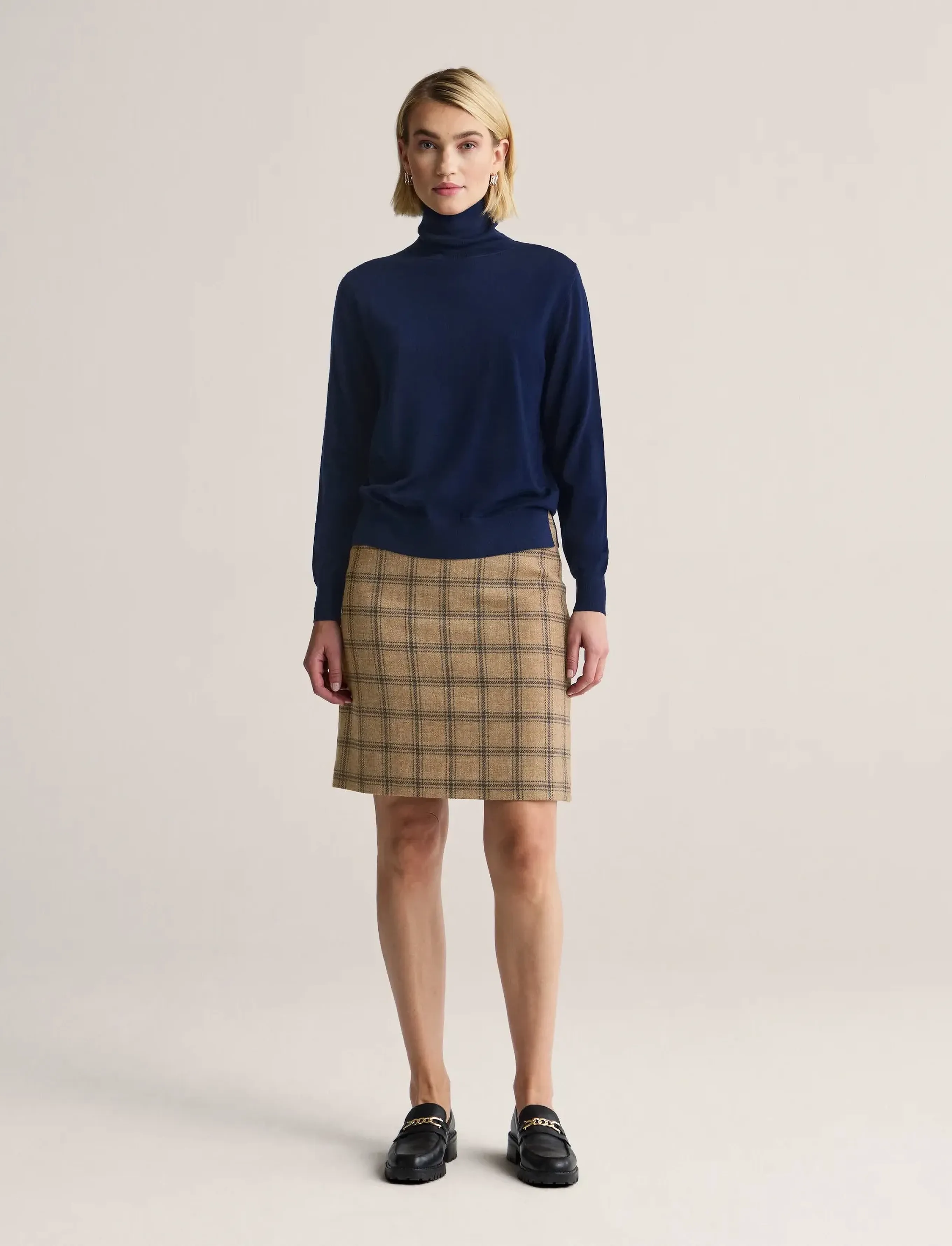 Newhouse Anna Checked Skirt - Pliiatsseelikud - DRIFTWOOD / beige