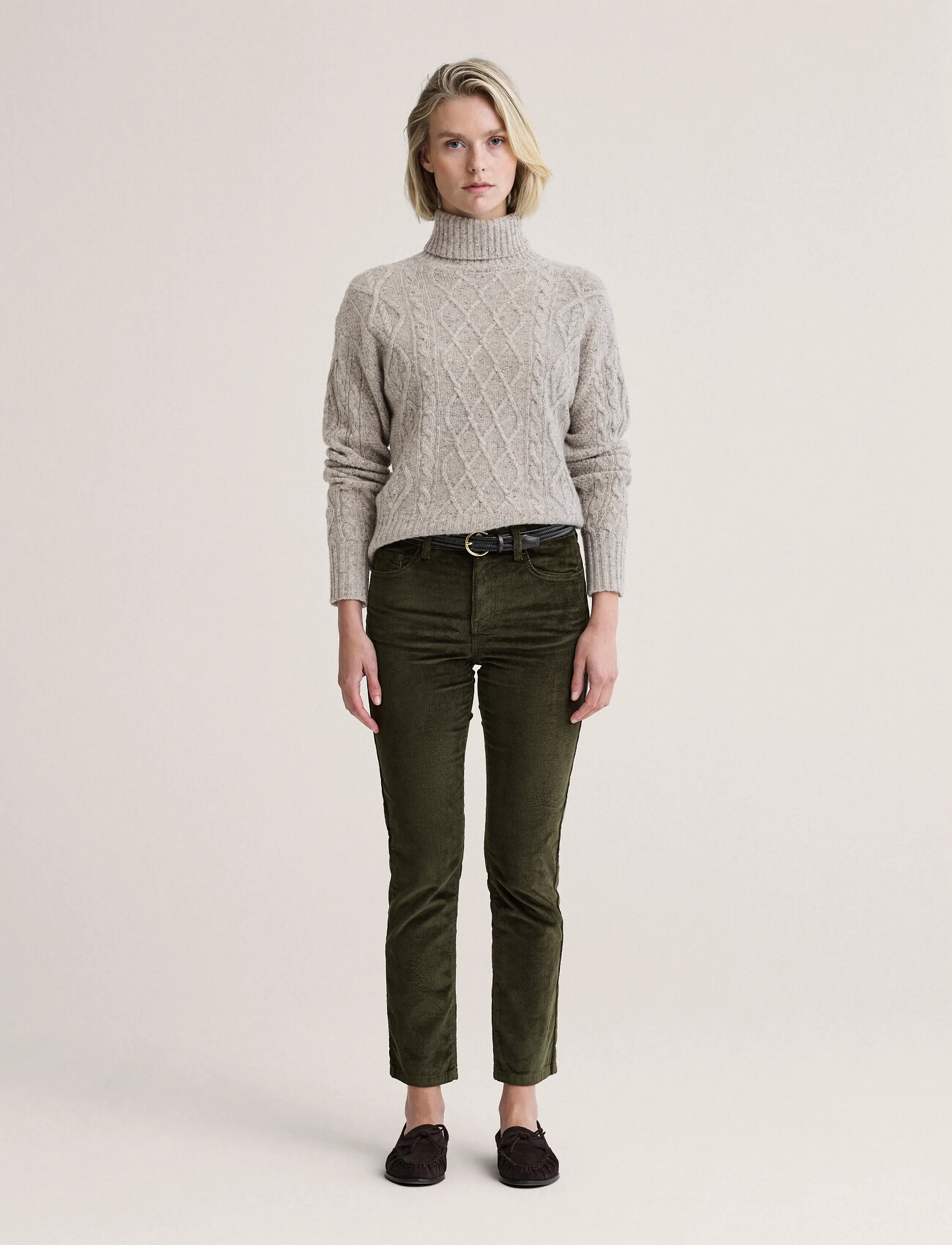 Newhouse Nora Cord Trousers - Kläder - HUNTER'S GREEN / khaki/green