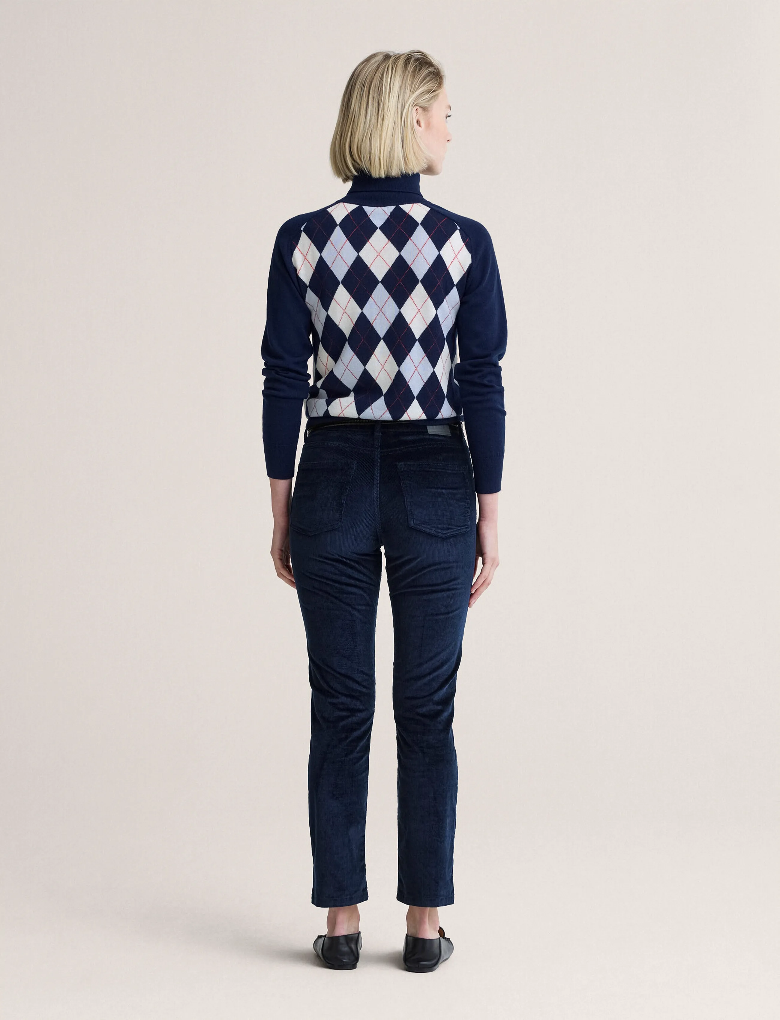 Newhouse - Nora Cord Trousers - raka byxor - navy - 2