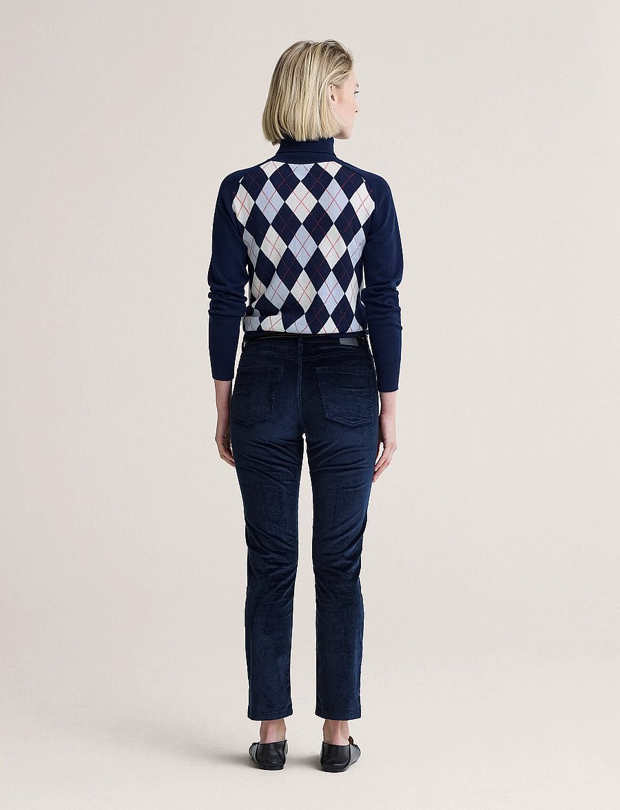 Newhouse - Nora Cord Trousers - raka byxor - navy - 2
