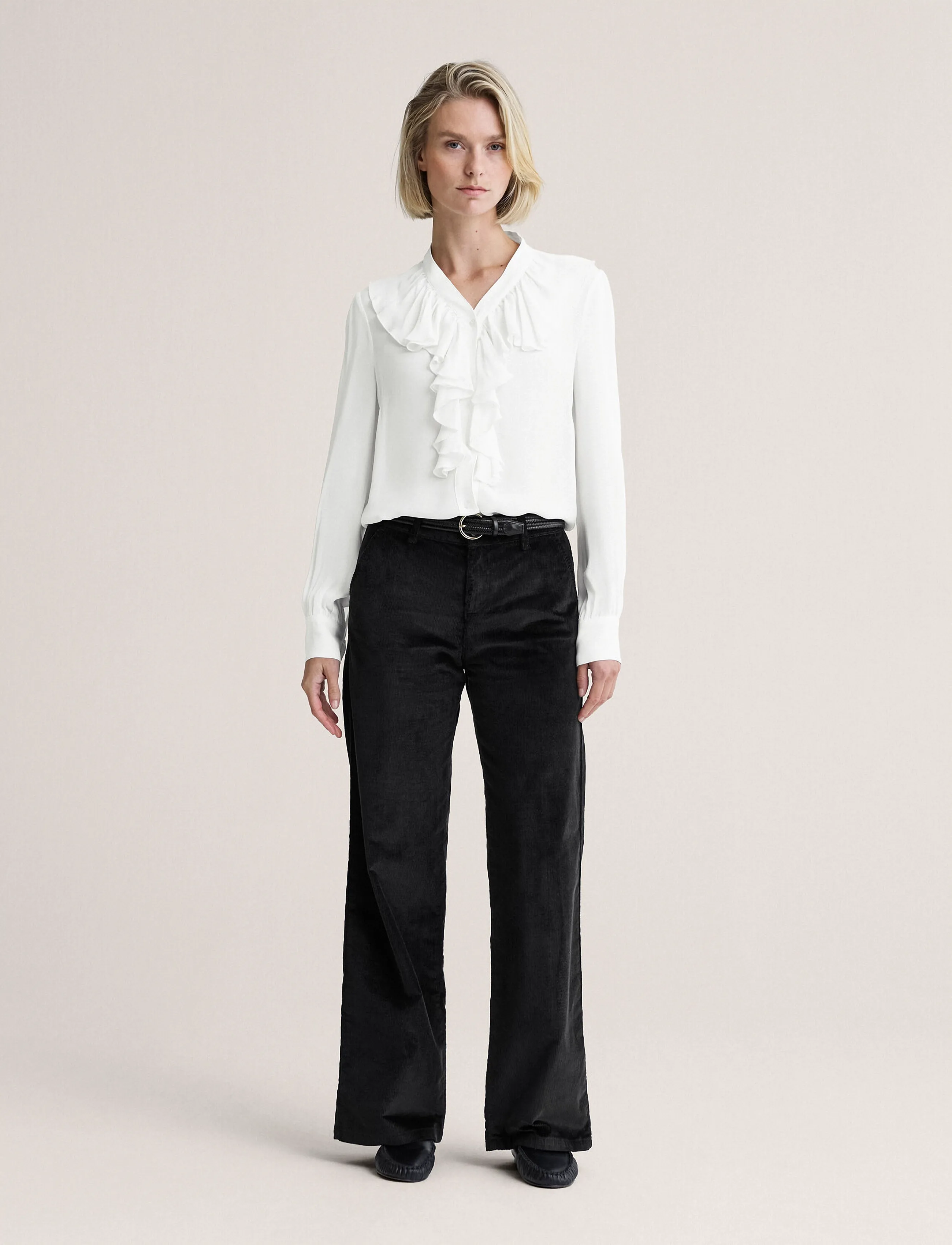 Newhouse Hedda Cord Trousers - Modetrender - BLACK / black