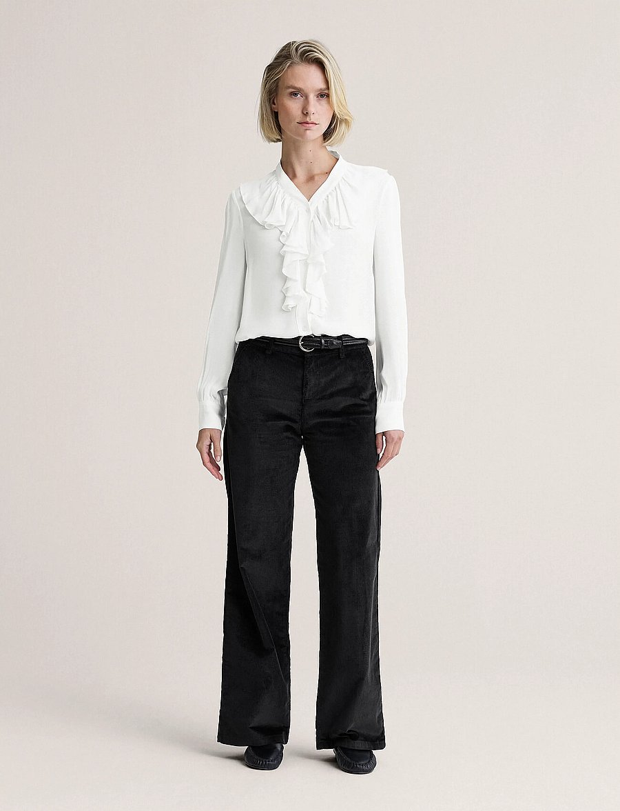 Newhouse - Hedda Cord Trousers - manchesterbyxor - black - 0