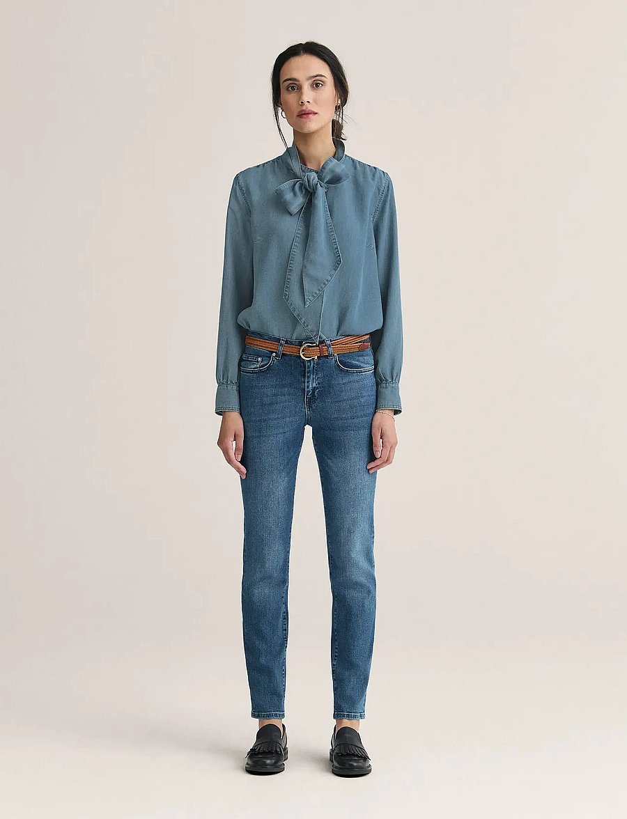 Newhouse - Denise Denim Blouse - denim blue - 0