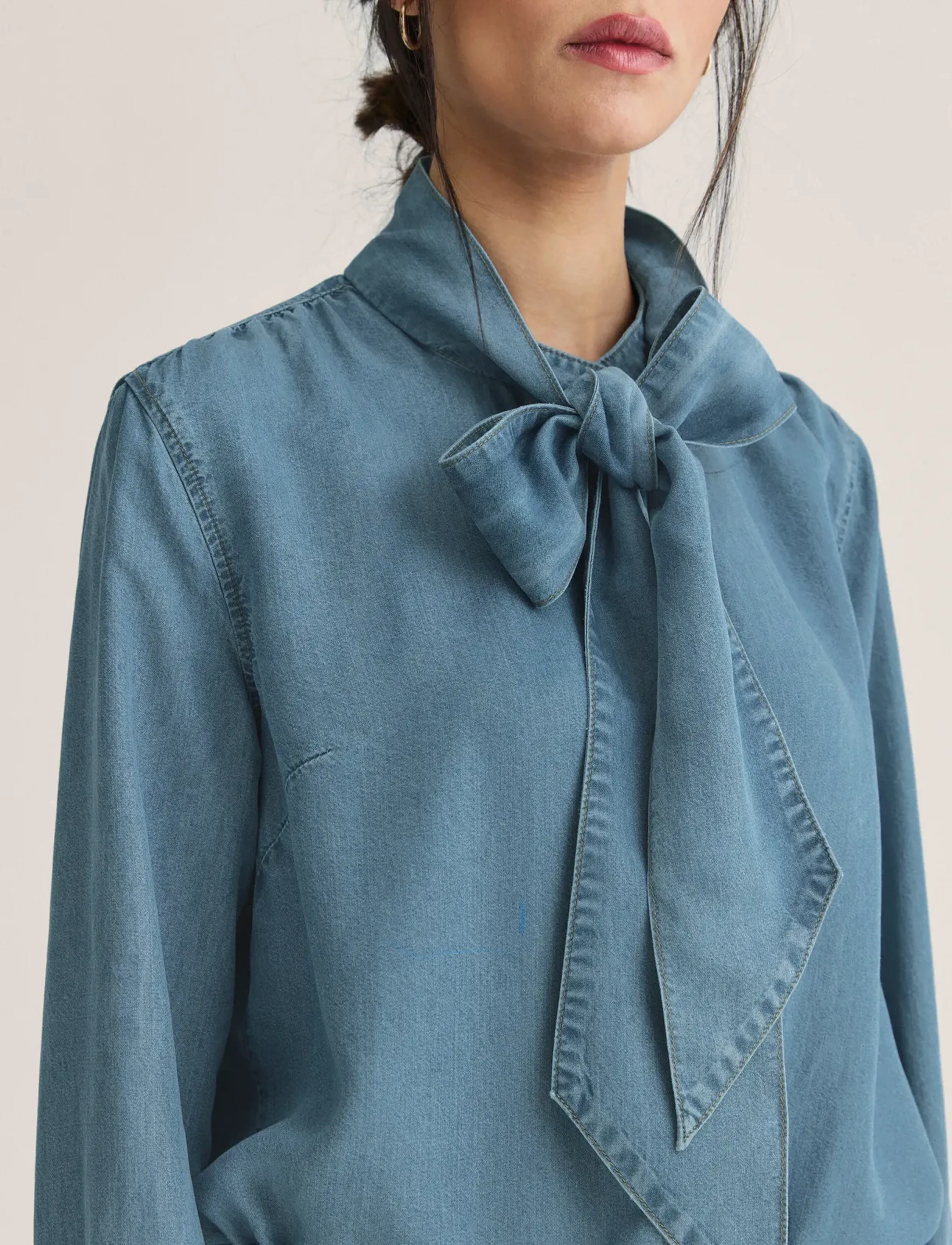 Newhouse - Denise Denim Blouse - long-sleeved shirts - denim blue - 2