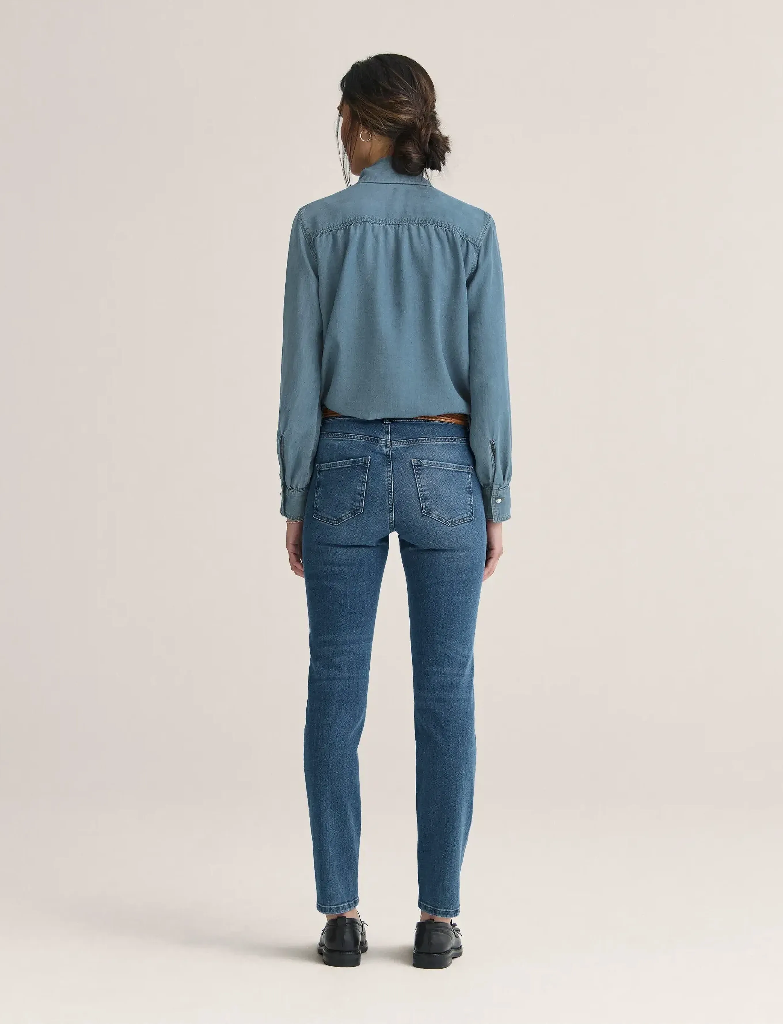 Newhouse - Denise Denim Blouse - long-sleeved shirts - denim blue - 3