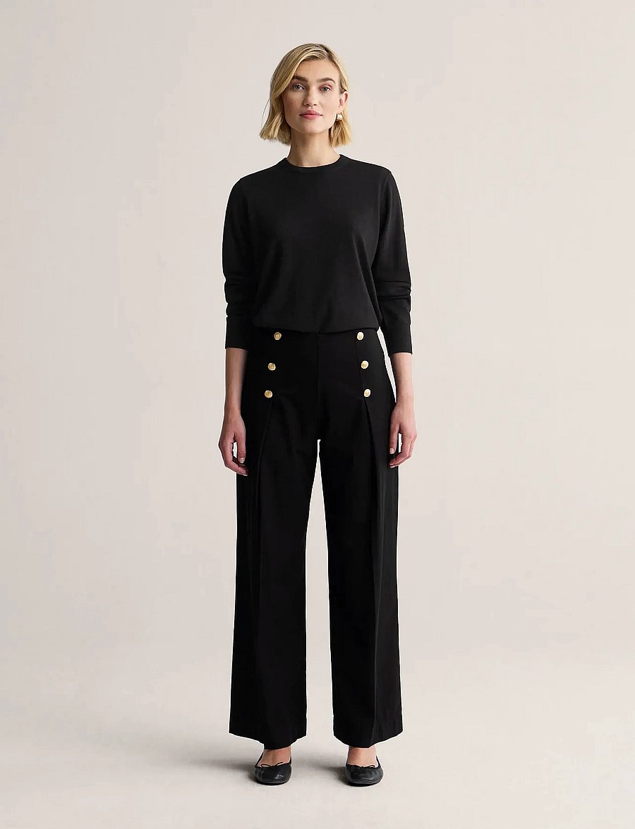 Newhouse - Penelope Trousers - hose mit geradem bein - black - 0