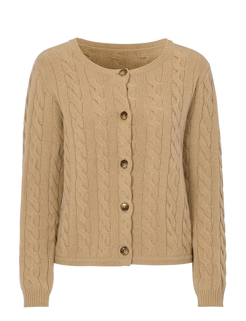 Newhouse - Johanna Cable Cardigan - cardigans - light camel - 1