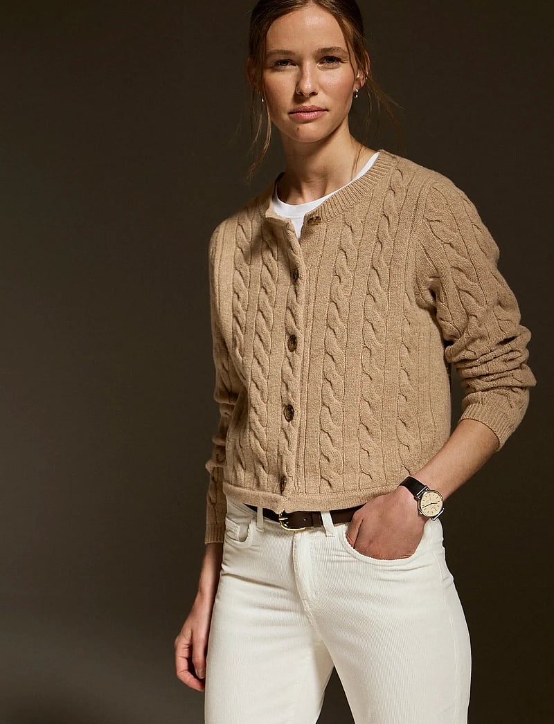 Newhouse - Johanna Cable Cardigan - cardigans - light camel - 0