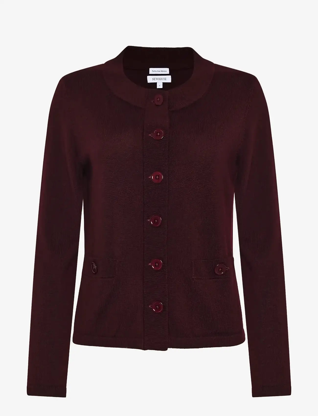 Newhouse - Sarah Merino Cardigan - cardigans - dark burgundy - 1