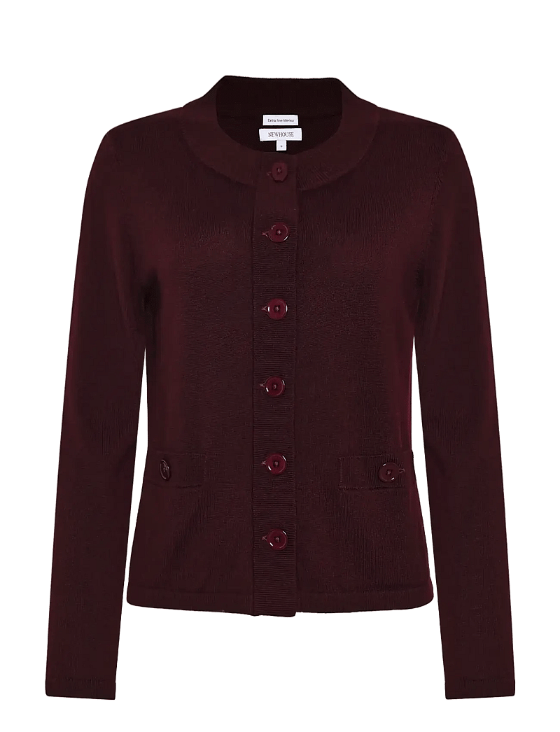Newhouse - Sarah Merino Cardigan - kardiganid - dark burgundy - 1