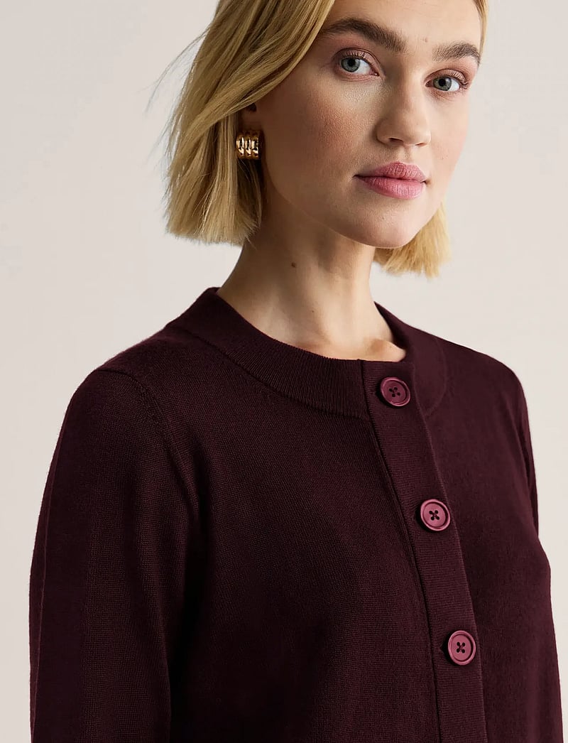 Newhouse - Sarah Merino Cardigan - kardiganid - dark burgundy - 0