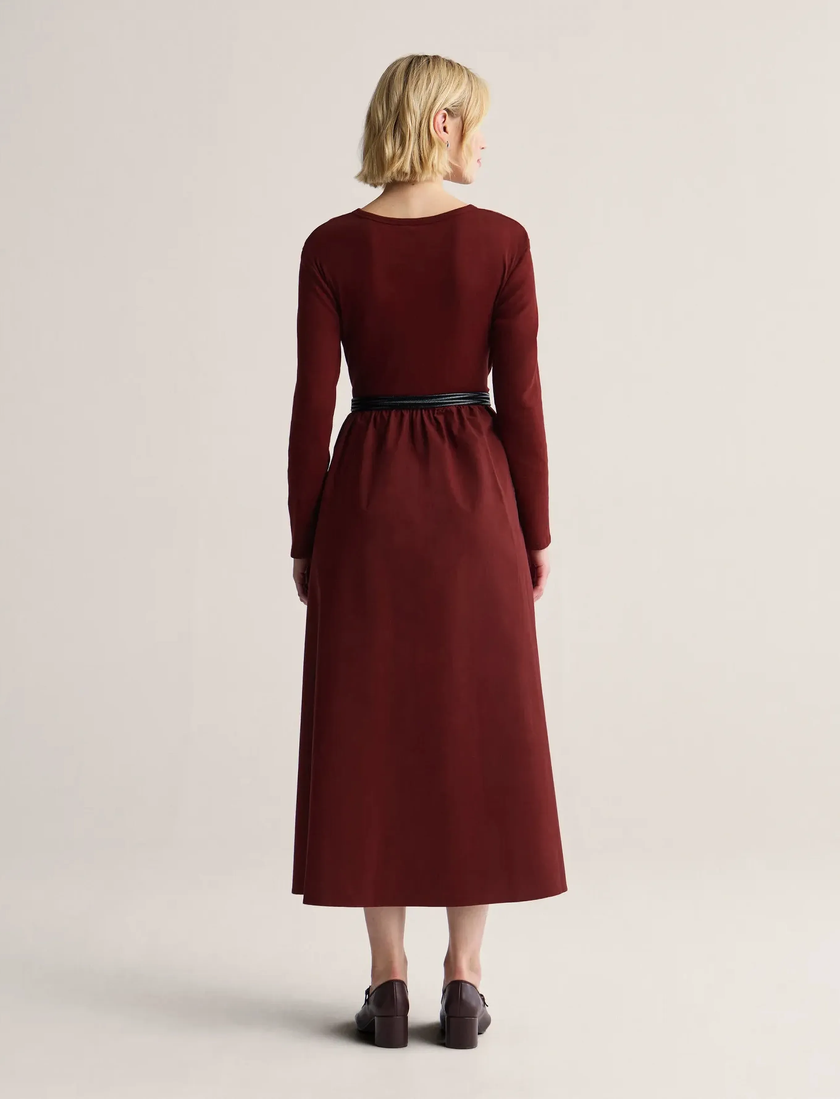 Newhouse - Madde long sleeve dress - midiklänningar - dark burgundy - 2