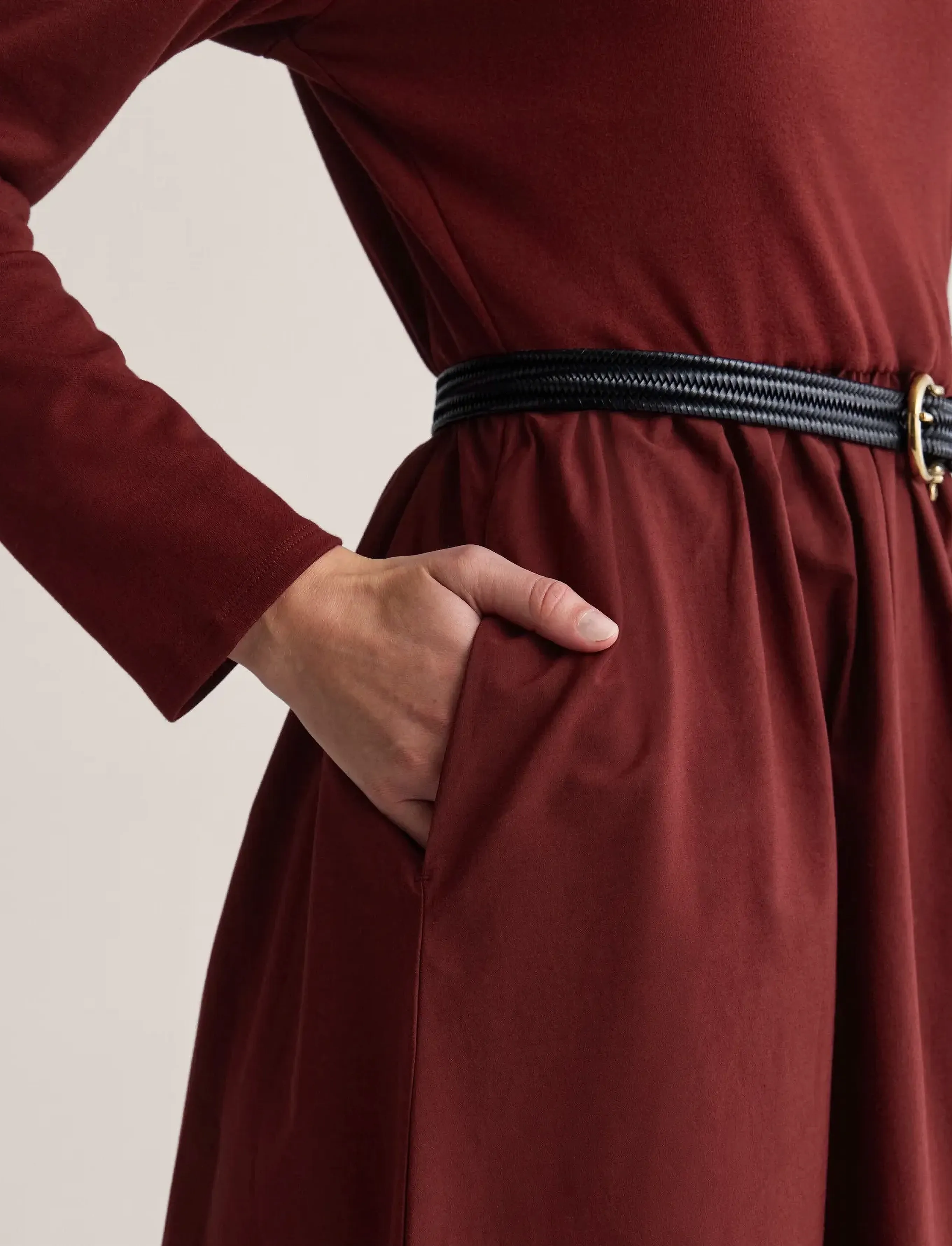 Newhouse - Madde long sleeve dress - midiklänningar - dark burgundy - 3