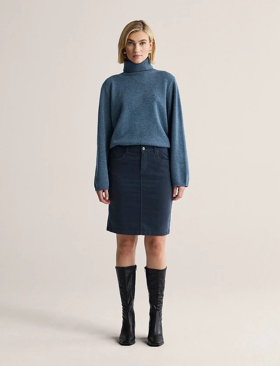Newhouse - Lisa Minicord Skirt - midi-röcke - navy - 0