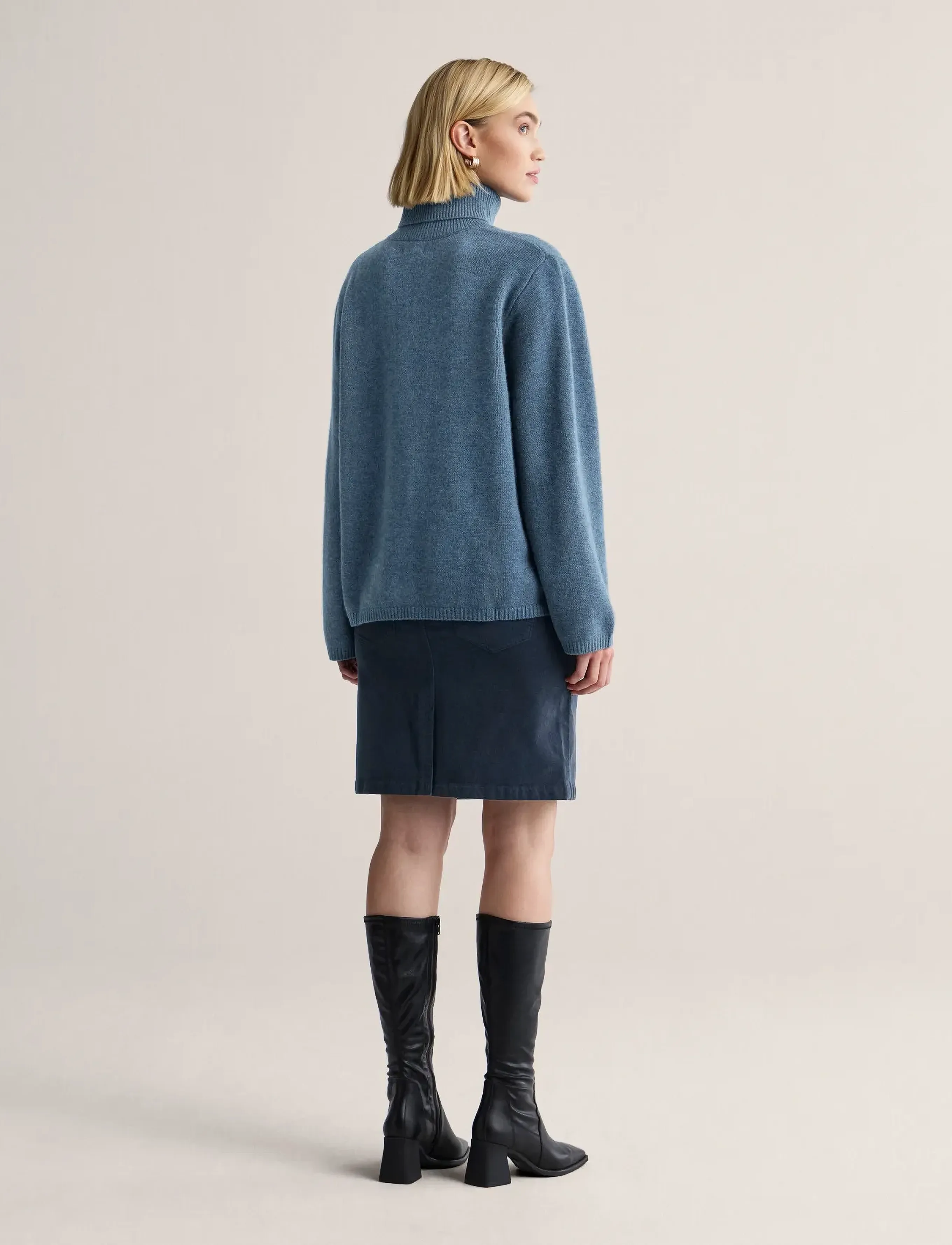 Newhouse - Lisa Minicord Skirt - midi-röcke - navy - 4