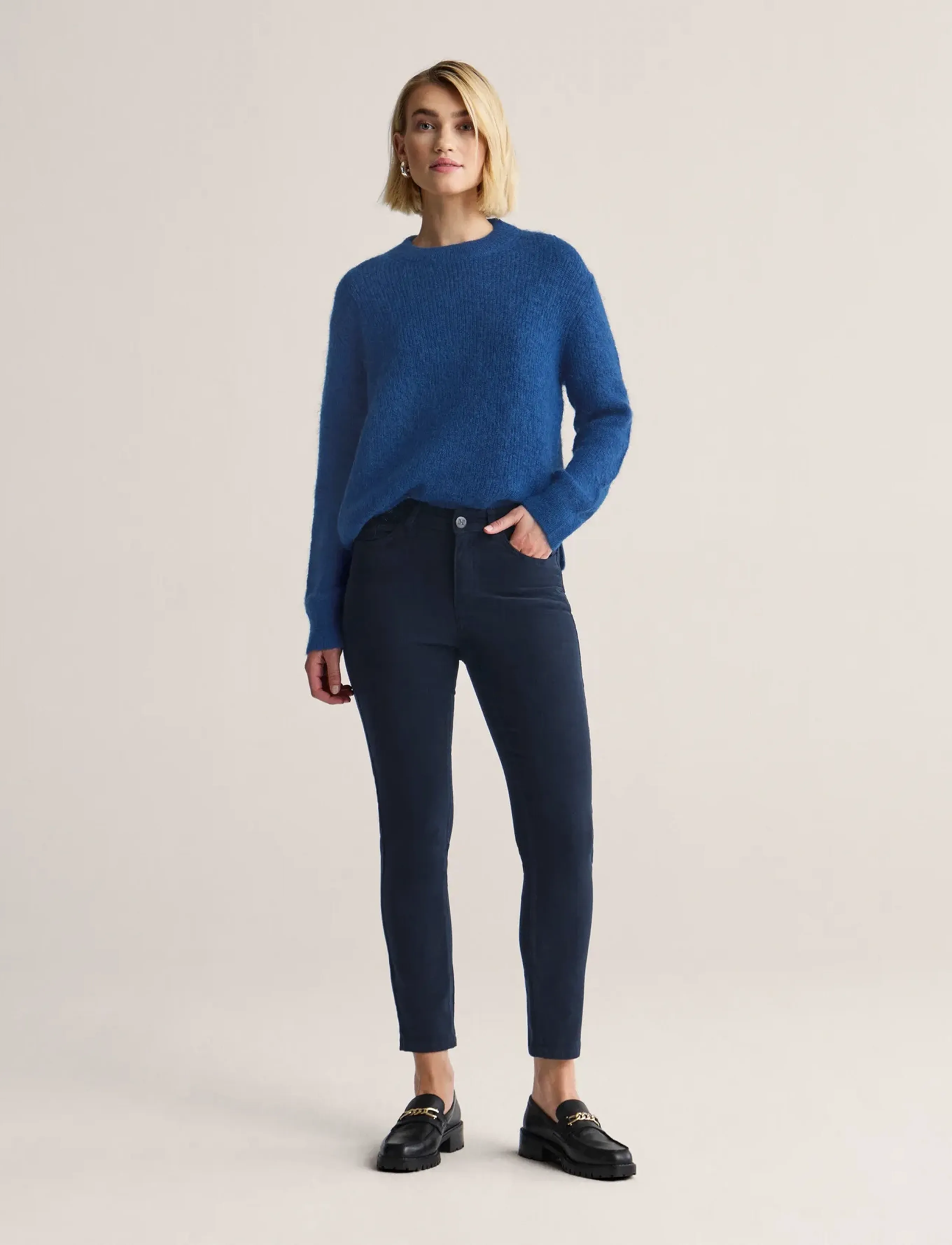 Newhouse Nora Minicord Trousers - Transitional Layering - NAVY / blue