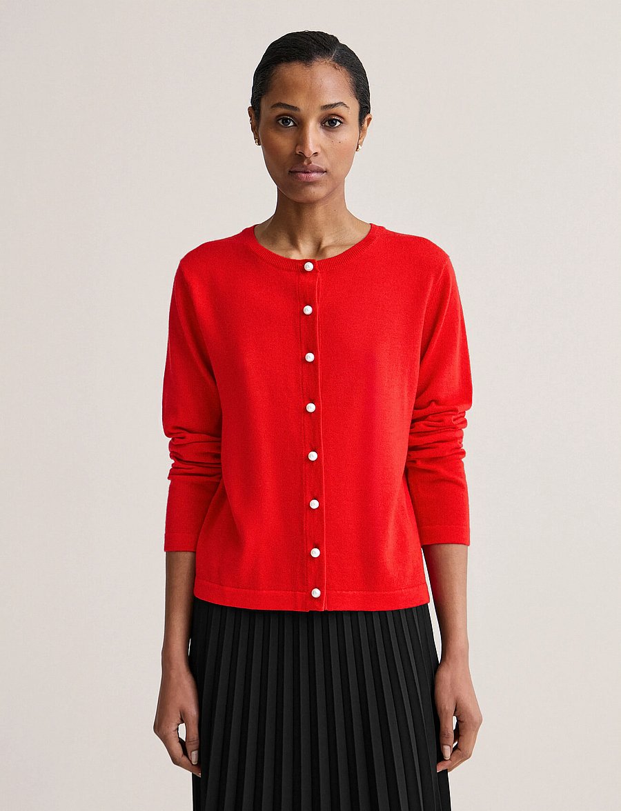 Newhouse - Paris Pearl Cardigan - strickjacken - red - 0