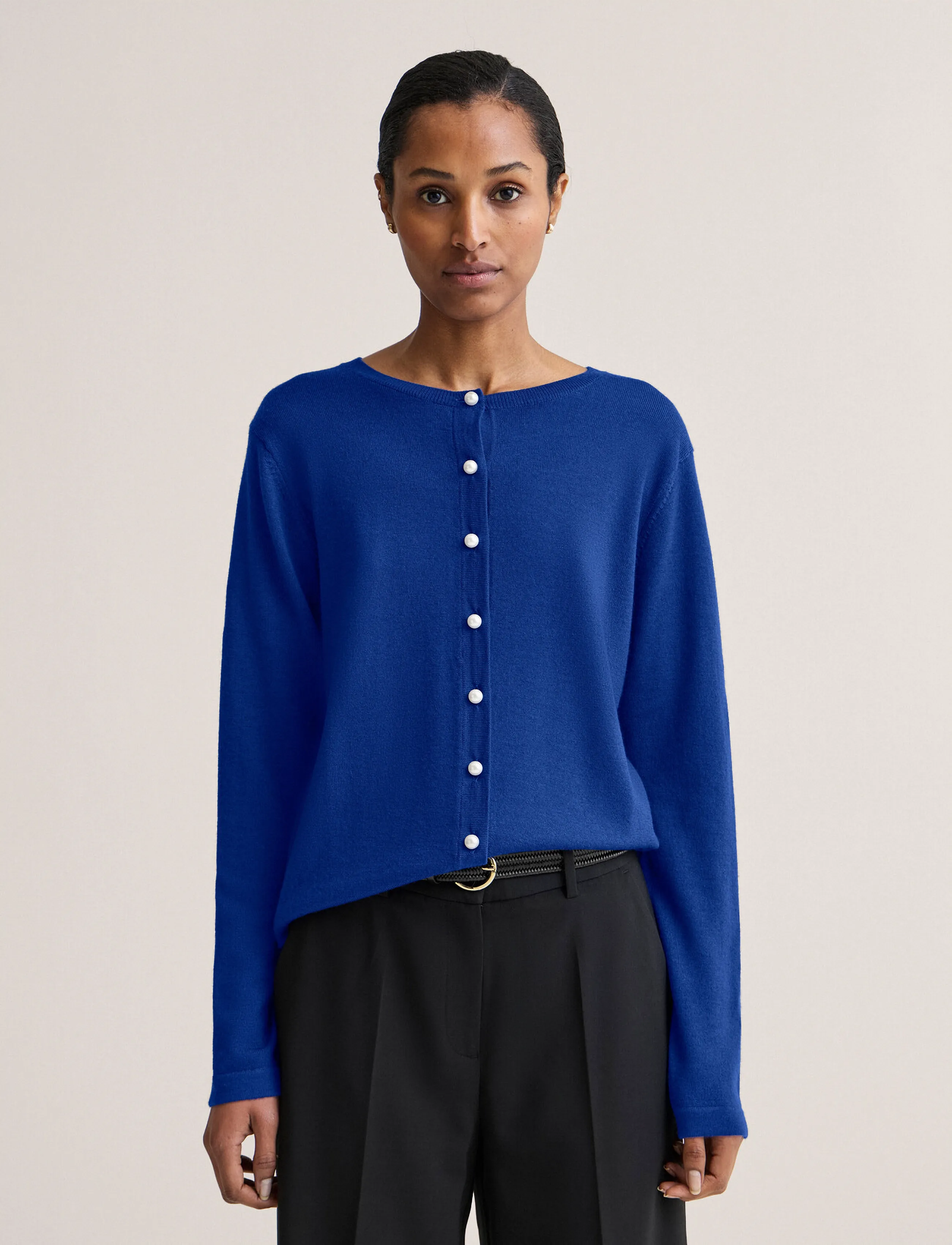 Newhouse Paris Pearl Cardigan, Damen, Perlen Cardigan, Blau, Gr.L