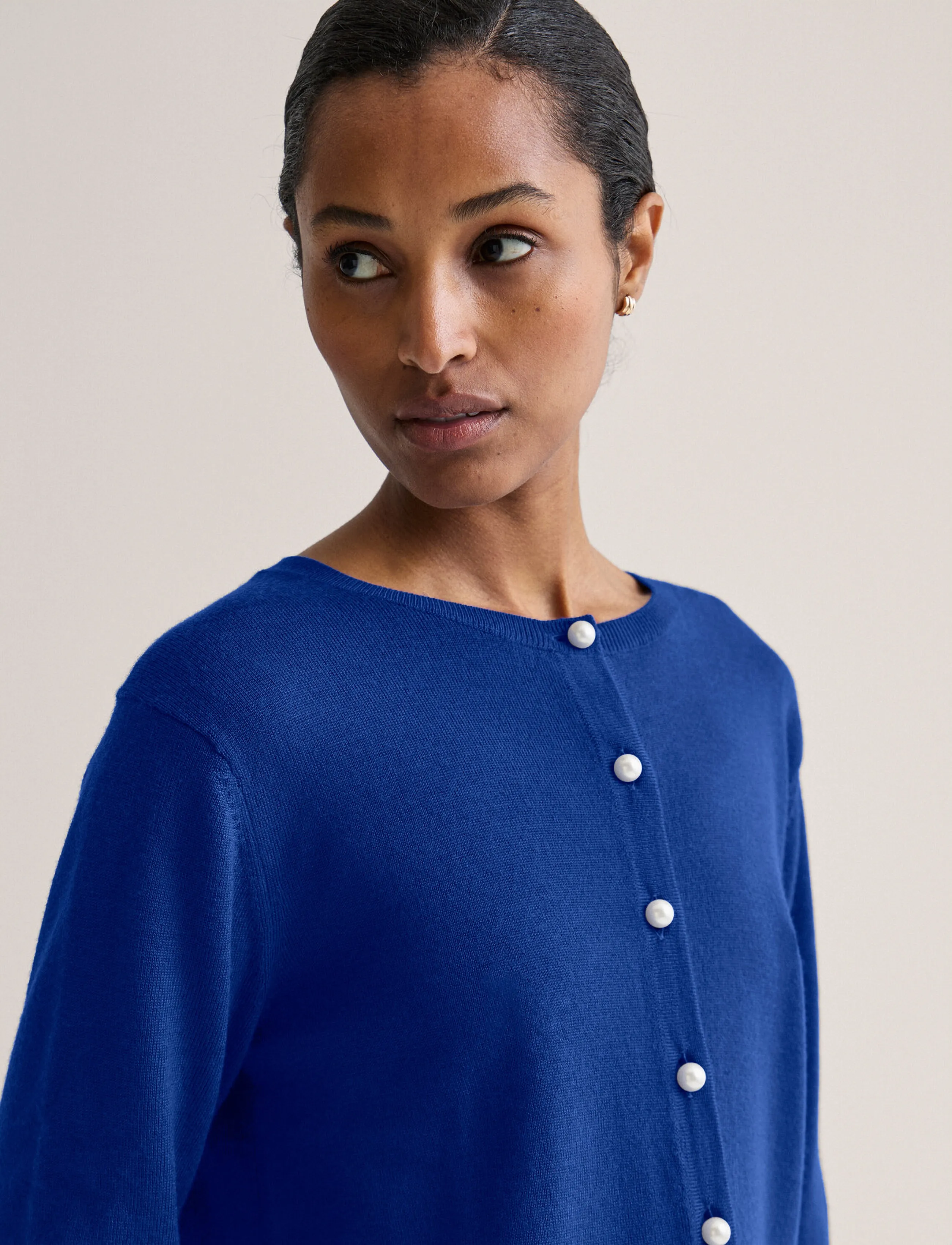 Newhouse - Paris Pearl Cardigan - autumn clothing - royal blue - 4