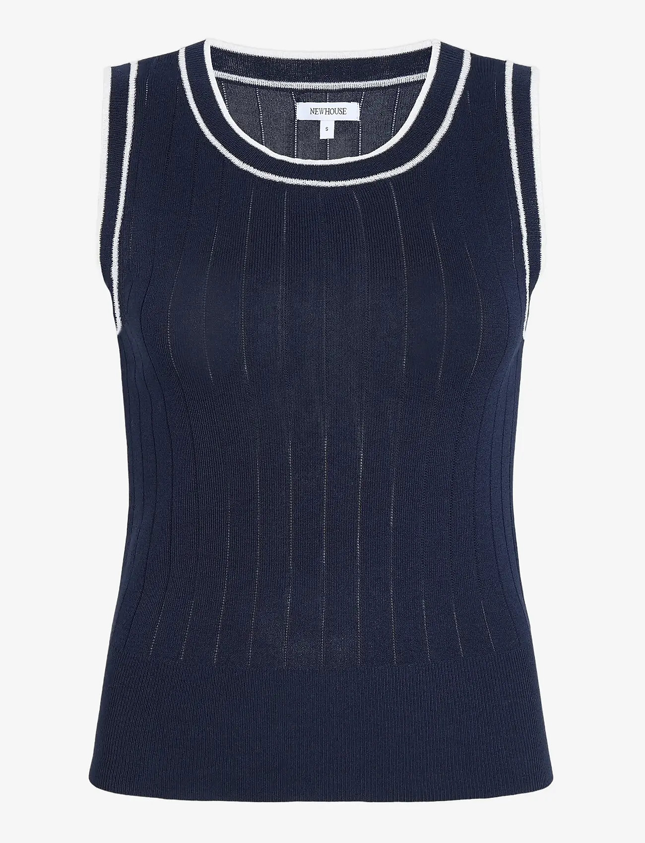 Newhouse - Charlie knitted Top - tanktops - navy - 1