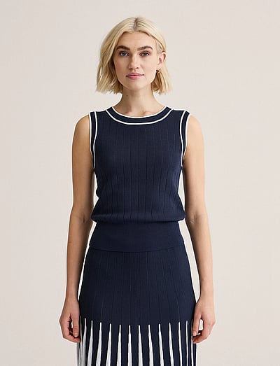 Newhouse Charlie knitted Top - Varrukateta topid - NAVY / navy