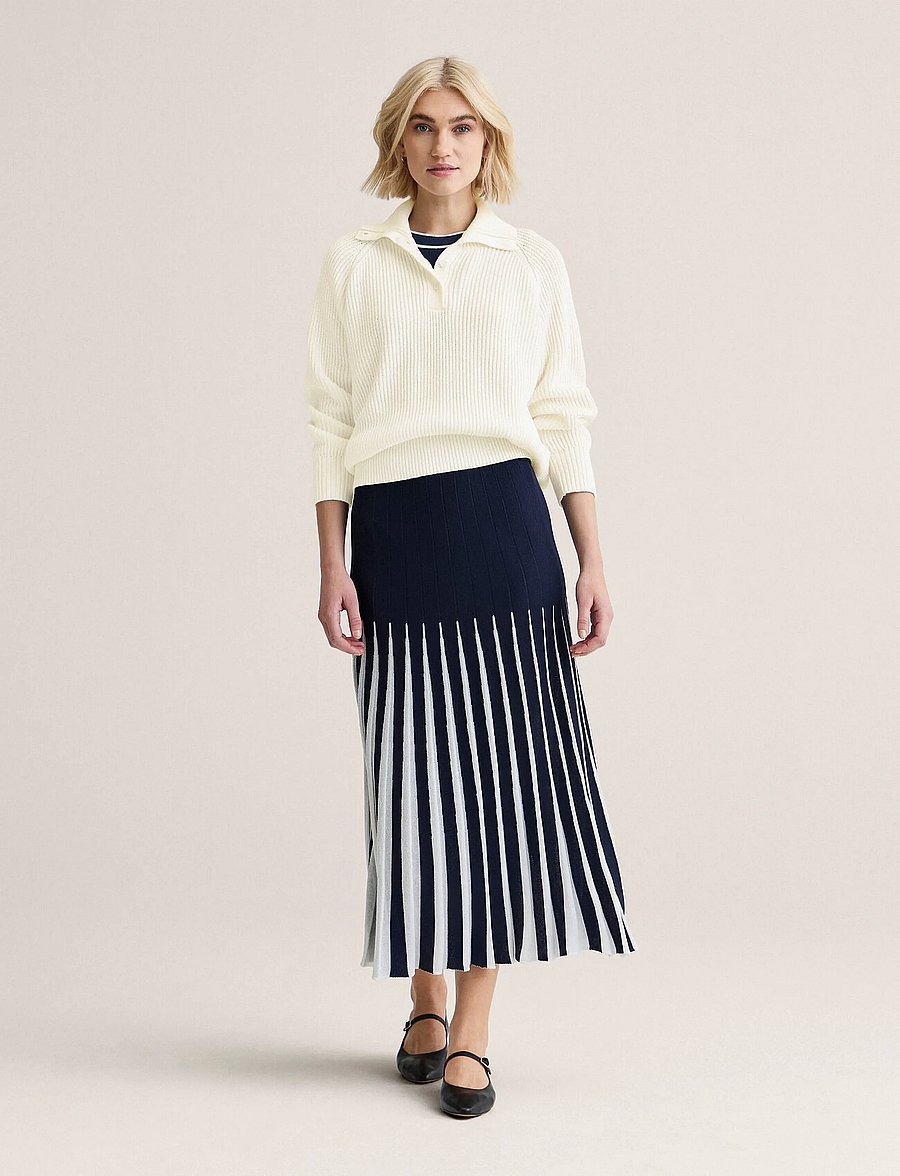 Newhouse - Charlie knitted Skirt - midi-röcke - navy - 0