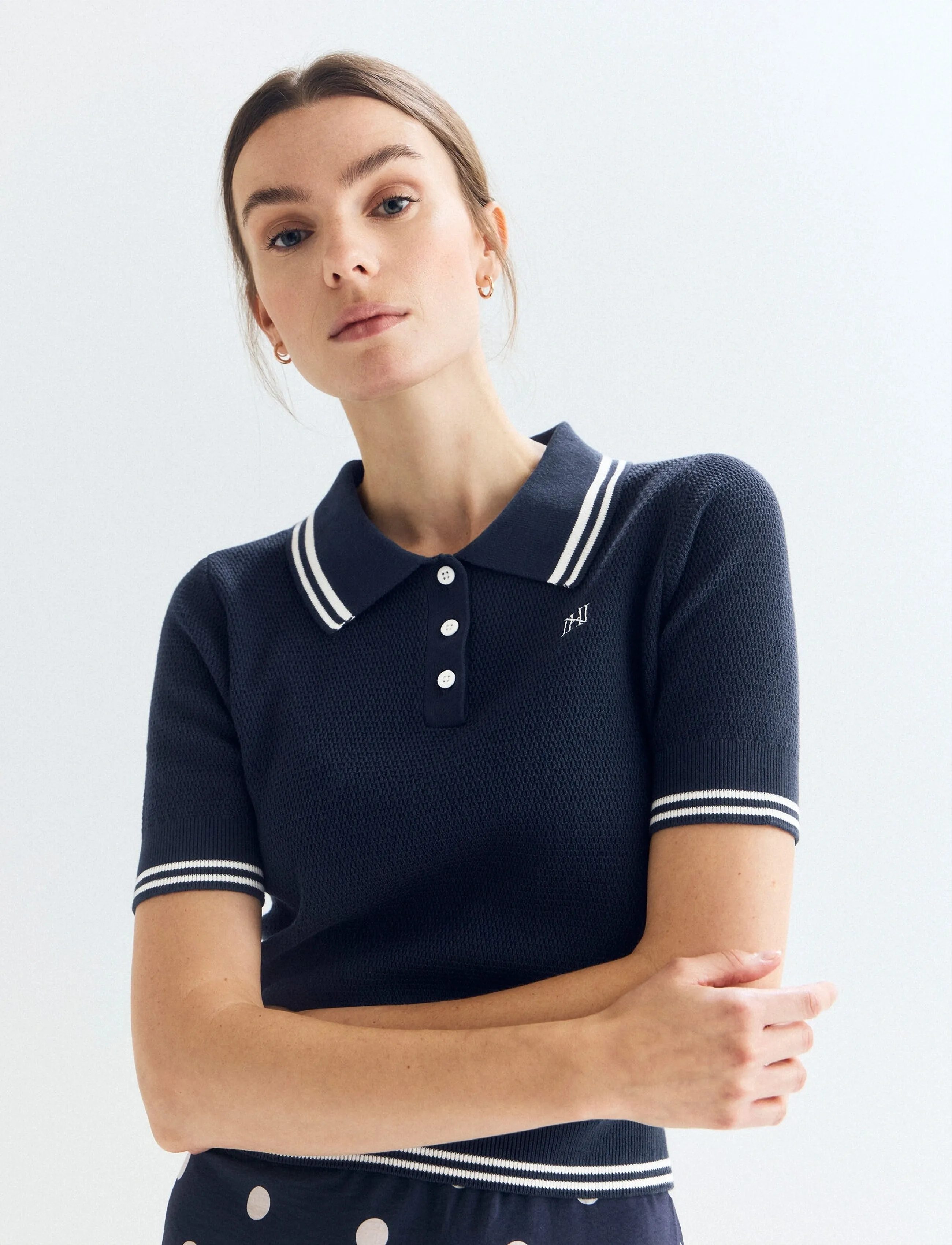 Newhouse Steffie Polotop, Damen, Strick Poloshirt, Marineblau, Gr.S