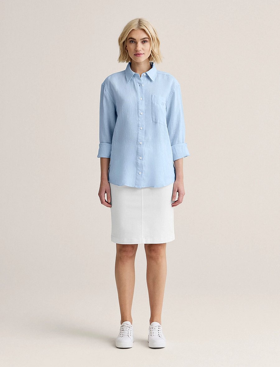 Newhouse - Rafaela linen shirt - leinenhemden - light blue - 0